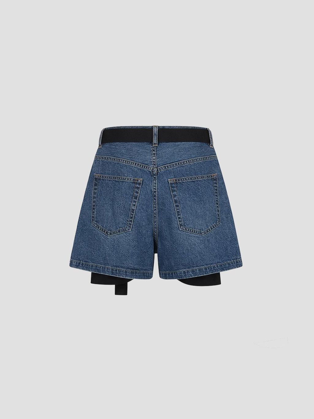 Wool suiting x denim shorts