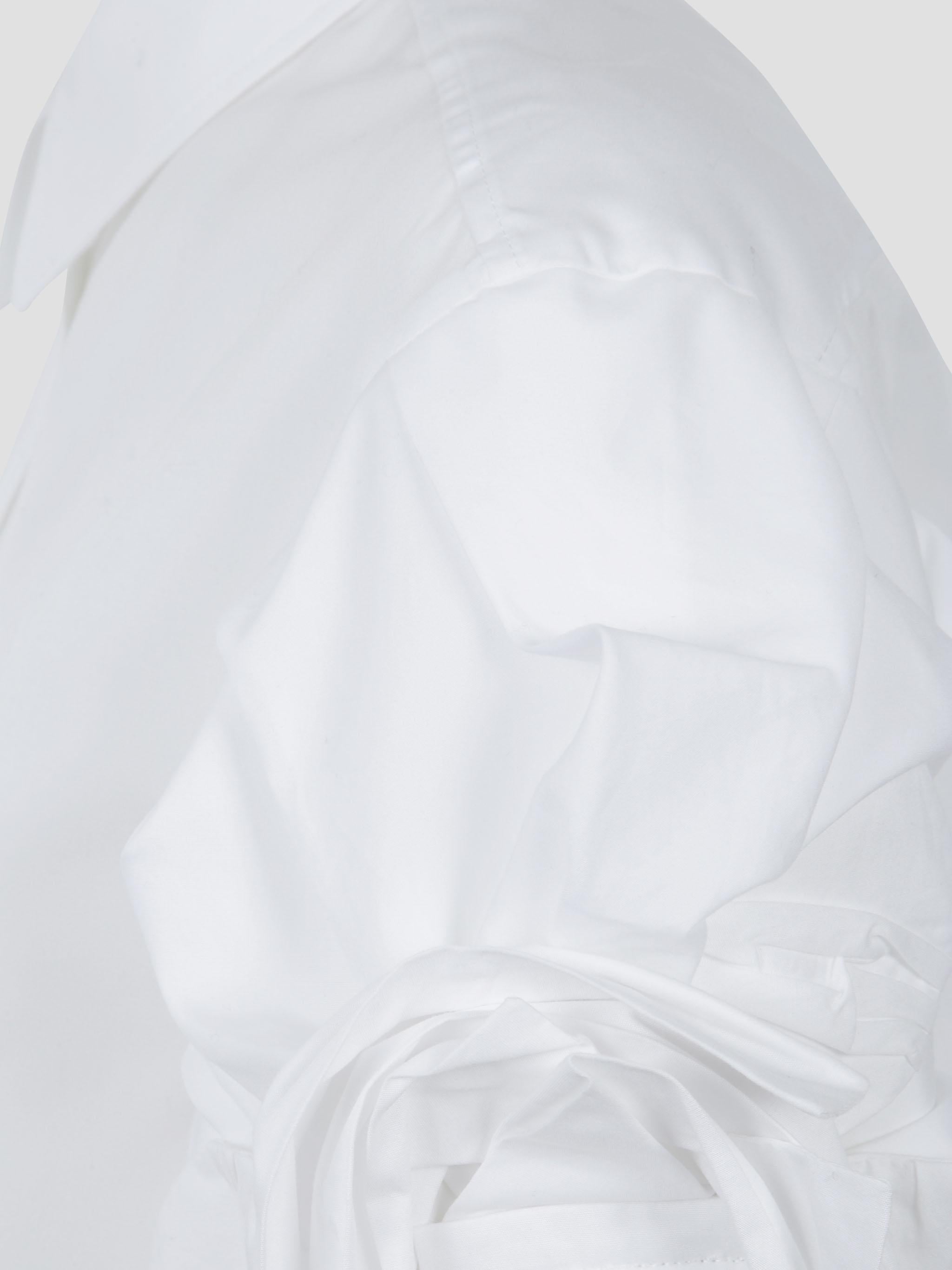 Cropped rose puff sleeve shirt