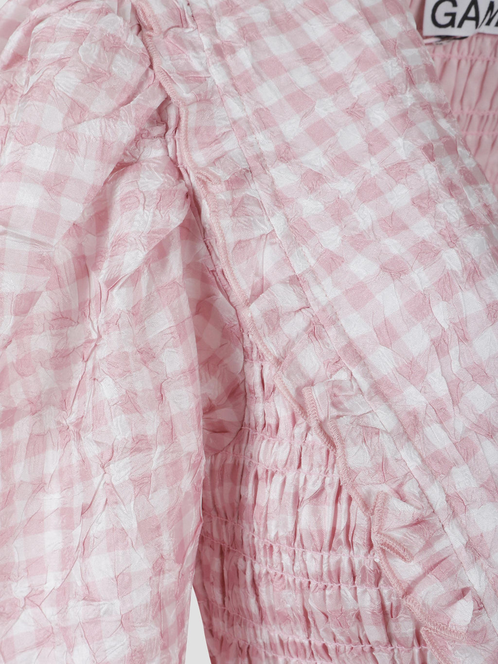 Shibori pleat mini smock bubble dress