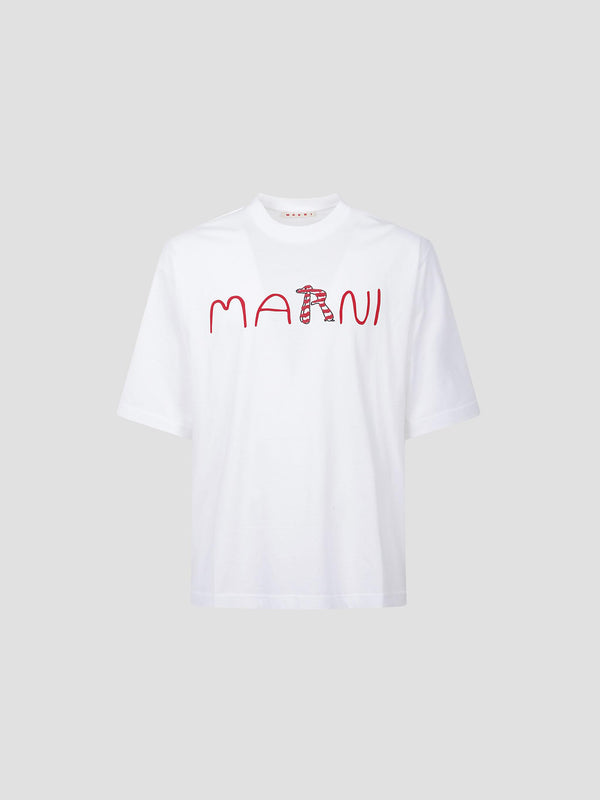 T-shirt with flocked animal alphabet logo