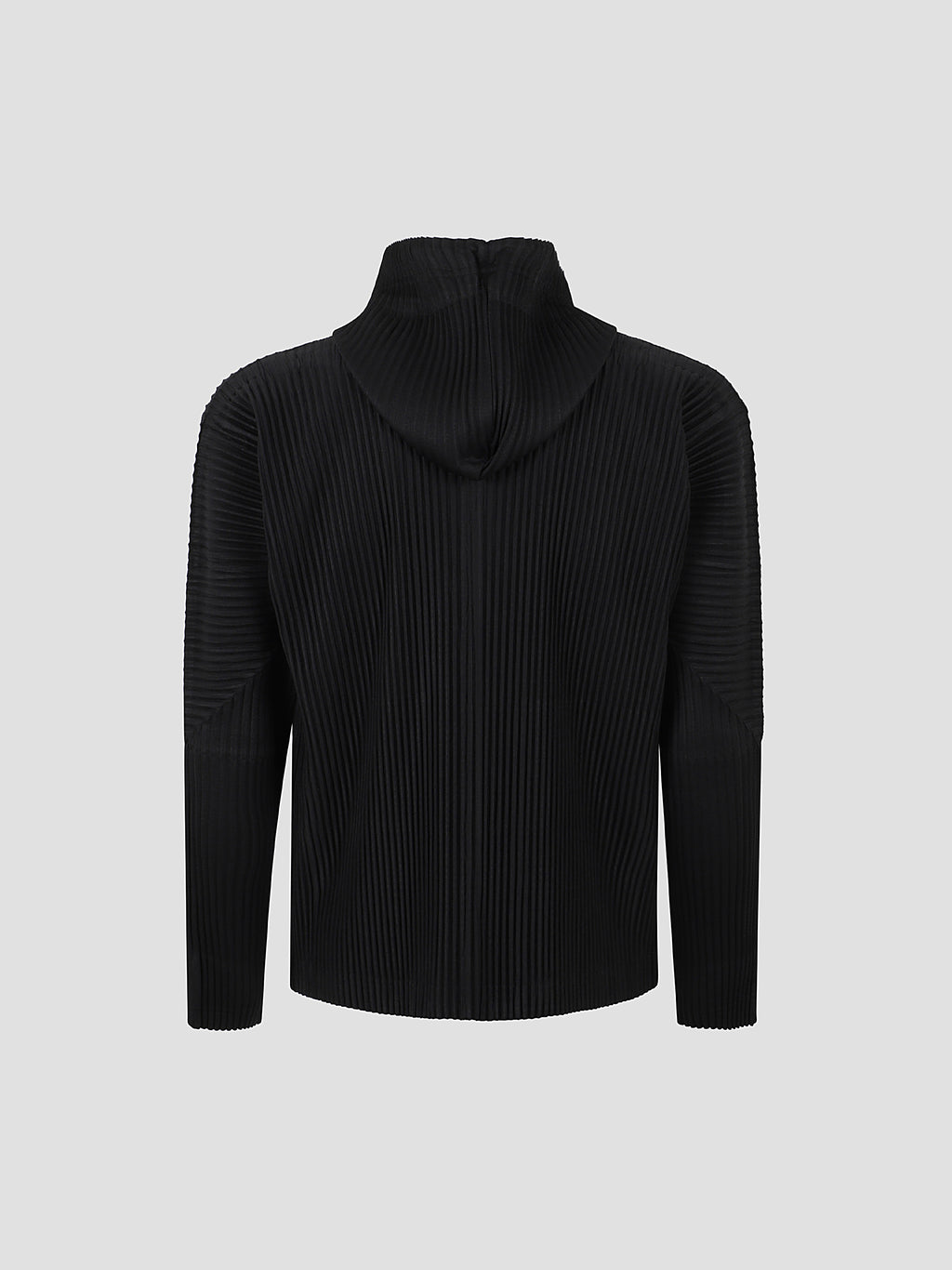 Two-way zip hooded jacket with pleats