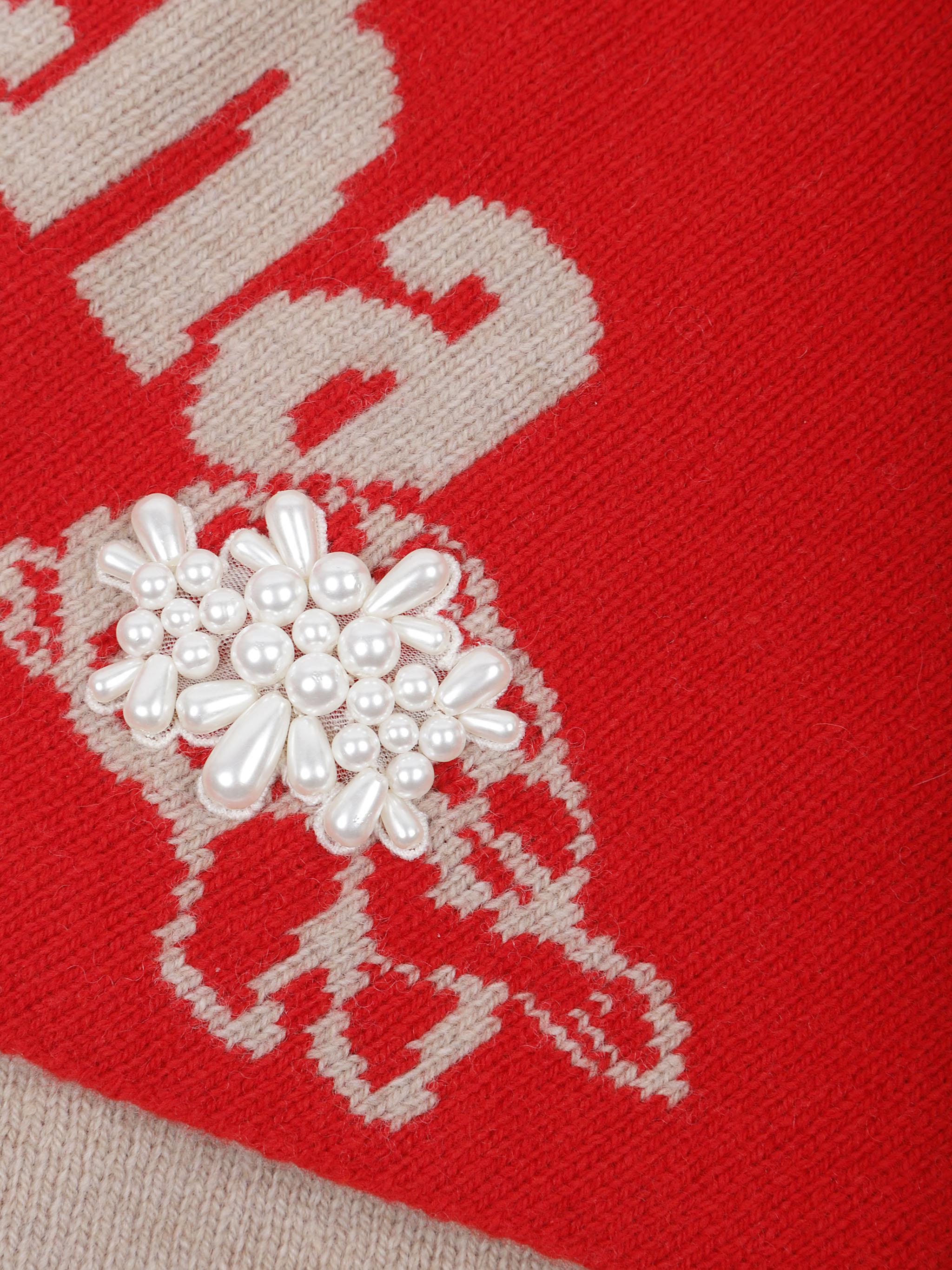 Graphic logo knit neckerchief w/ emb