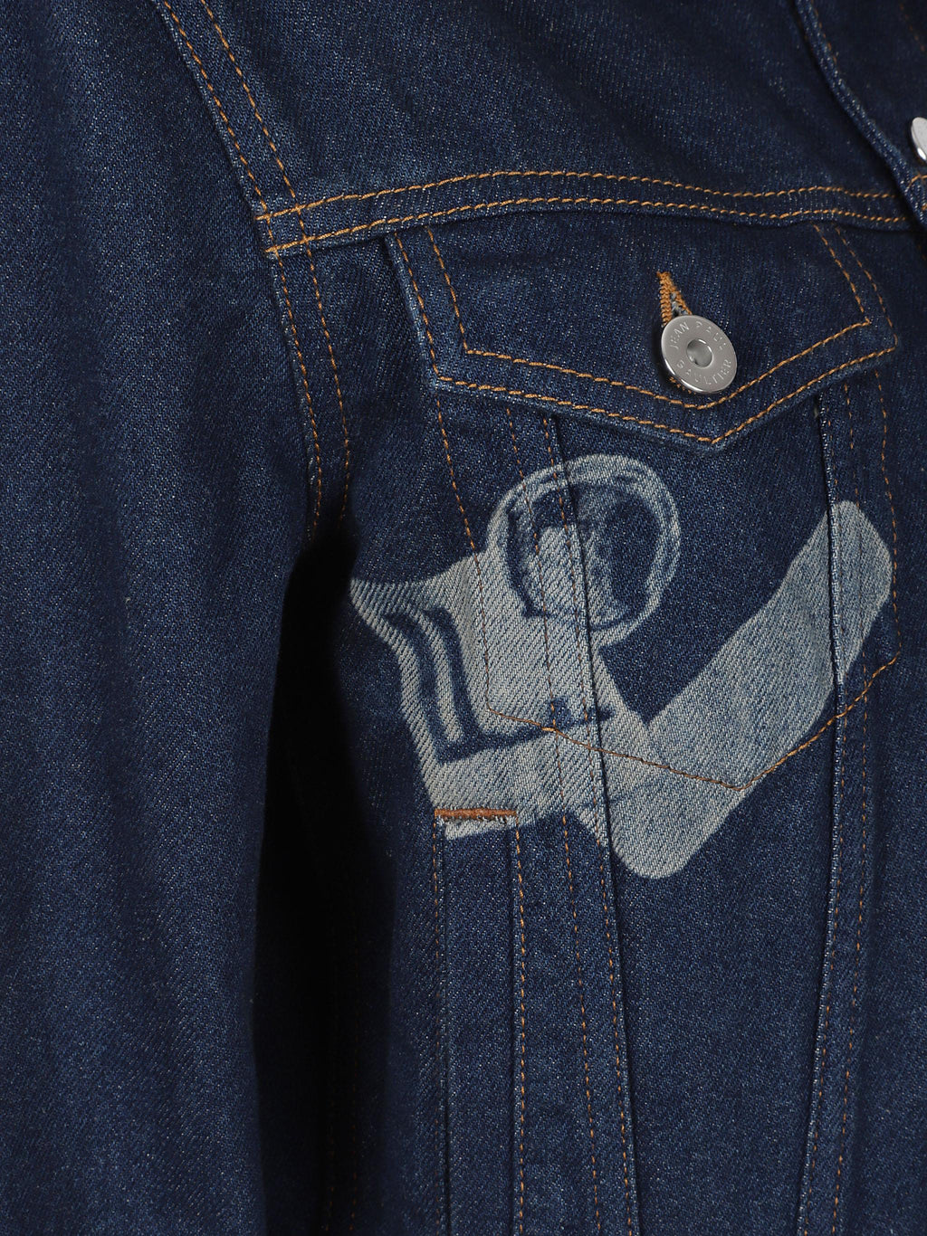 Denim jacket with trompe l'oeil print