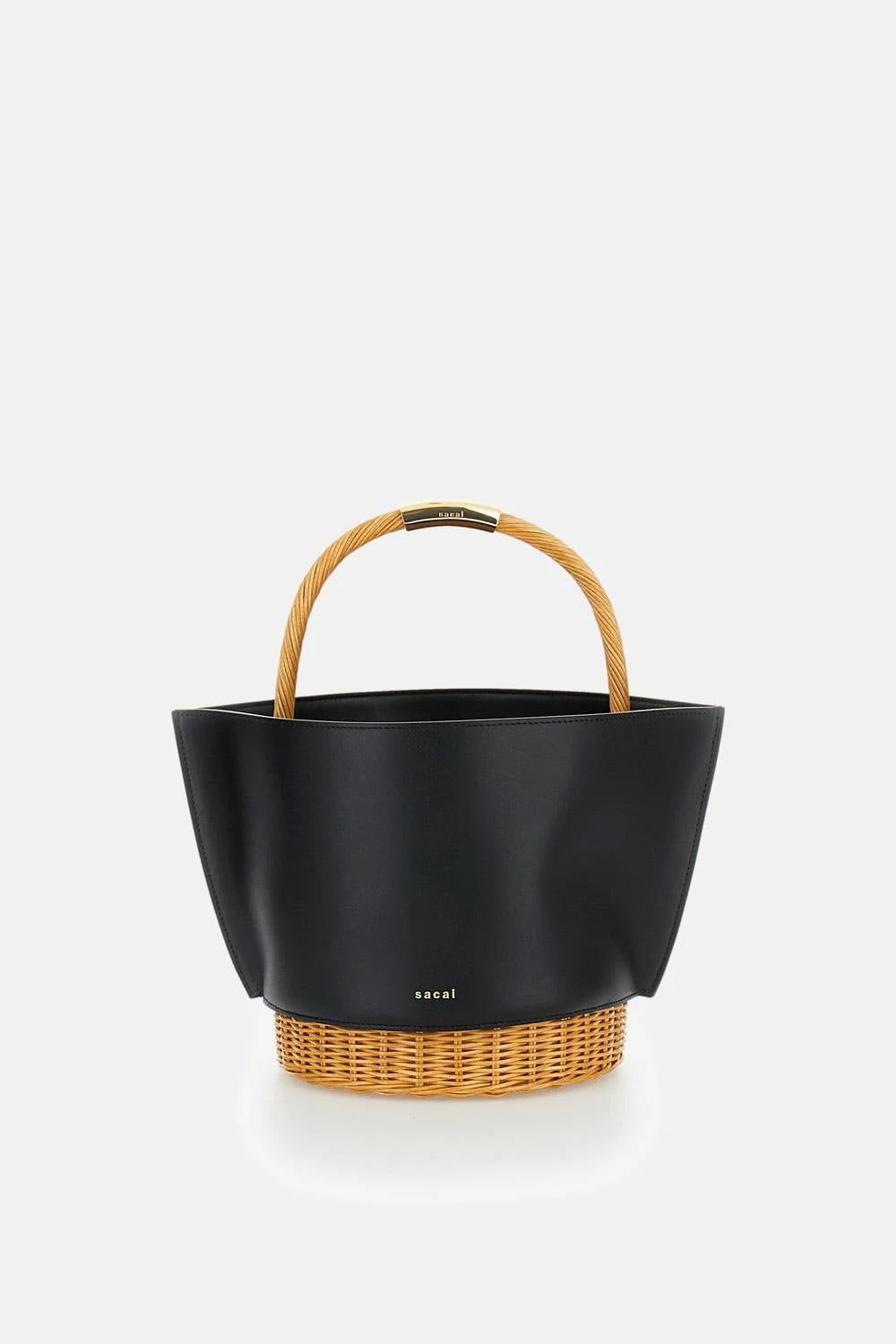 Leather x rattan basket medium