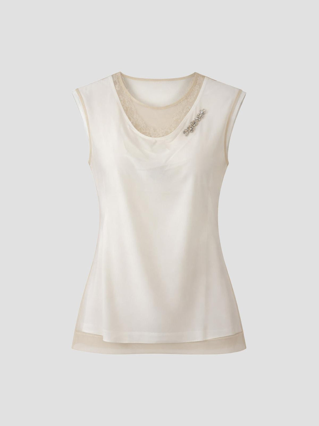 Simone Rocha Layered liquid cap sleeve lace trim t-shirt in white