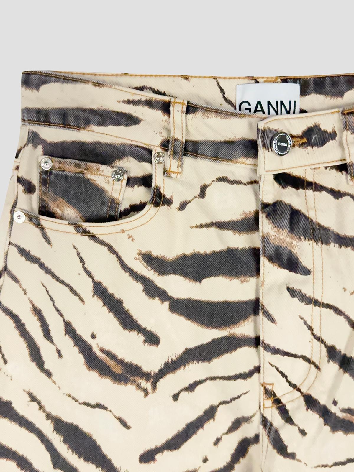Print denim lari jeans