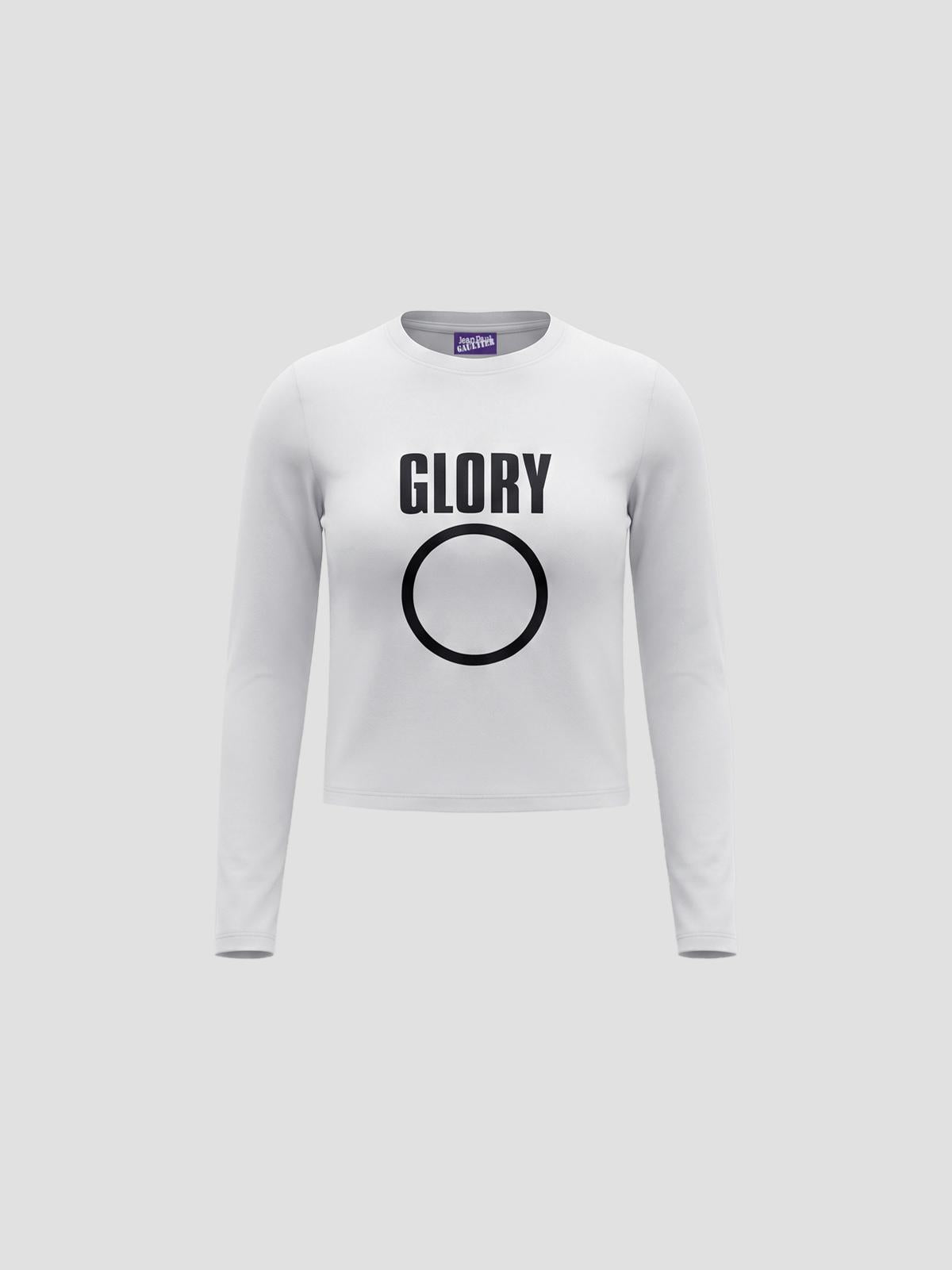 Cotton jersey long sleeve top printed "glory o" lo