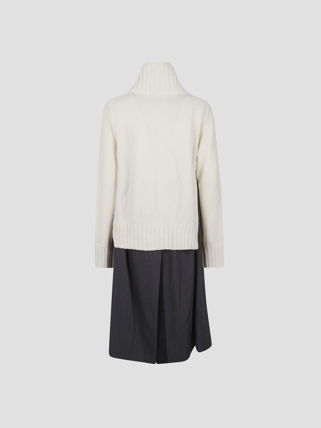 Stripe doeskin-wool knit coat dress