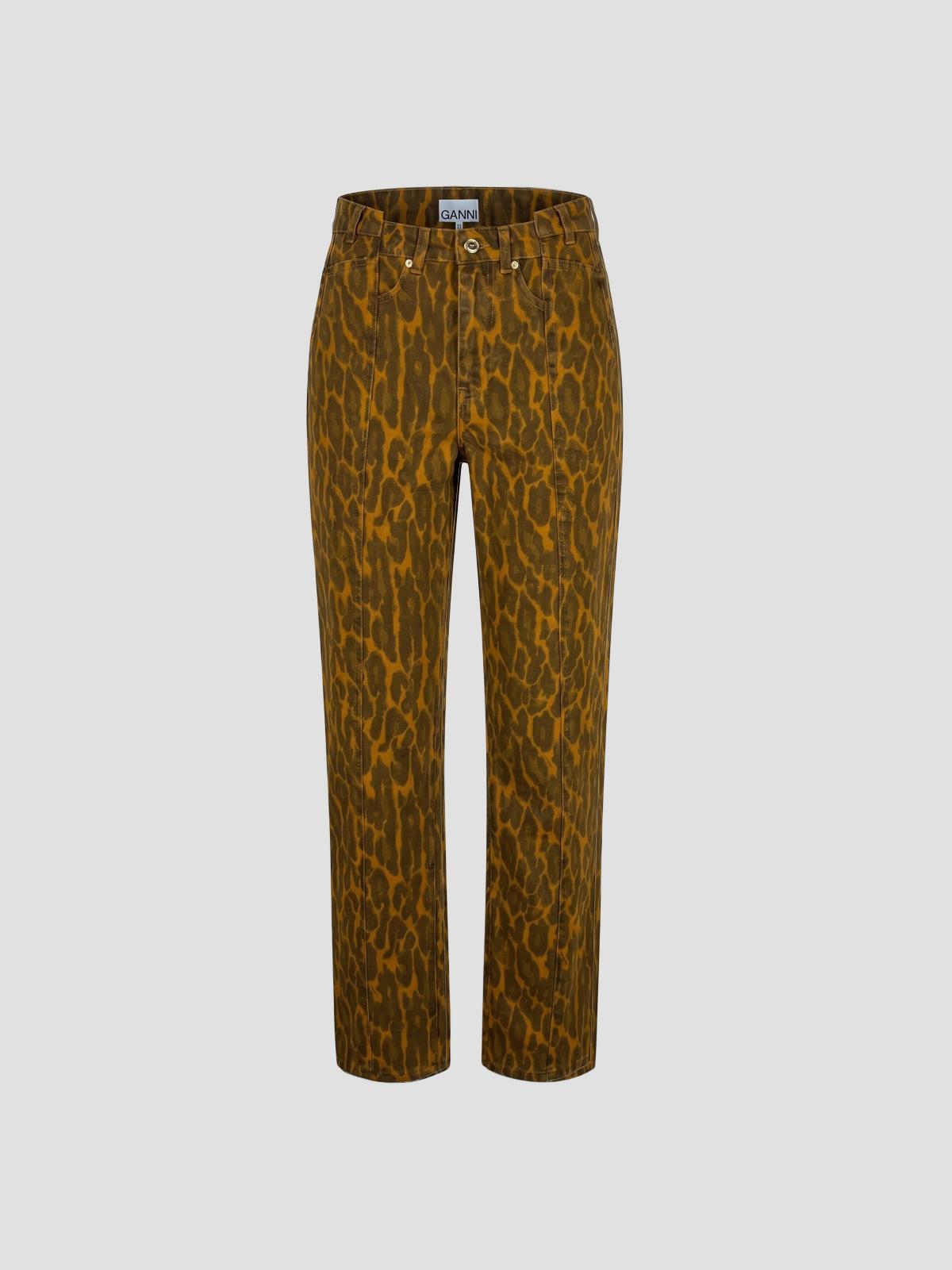 Print denim fold jeans