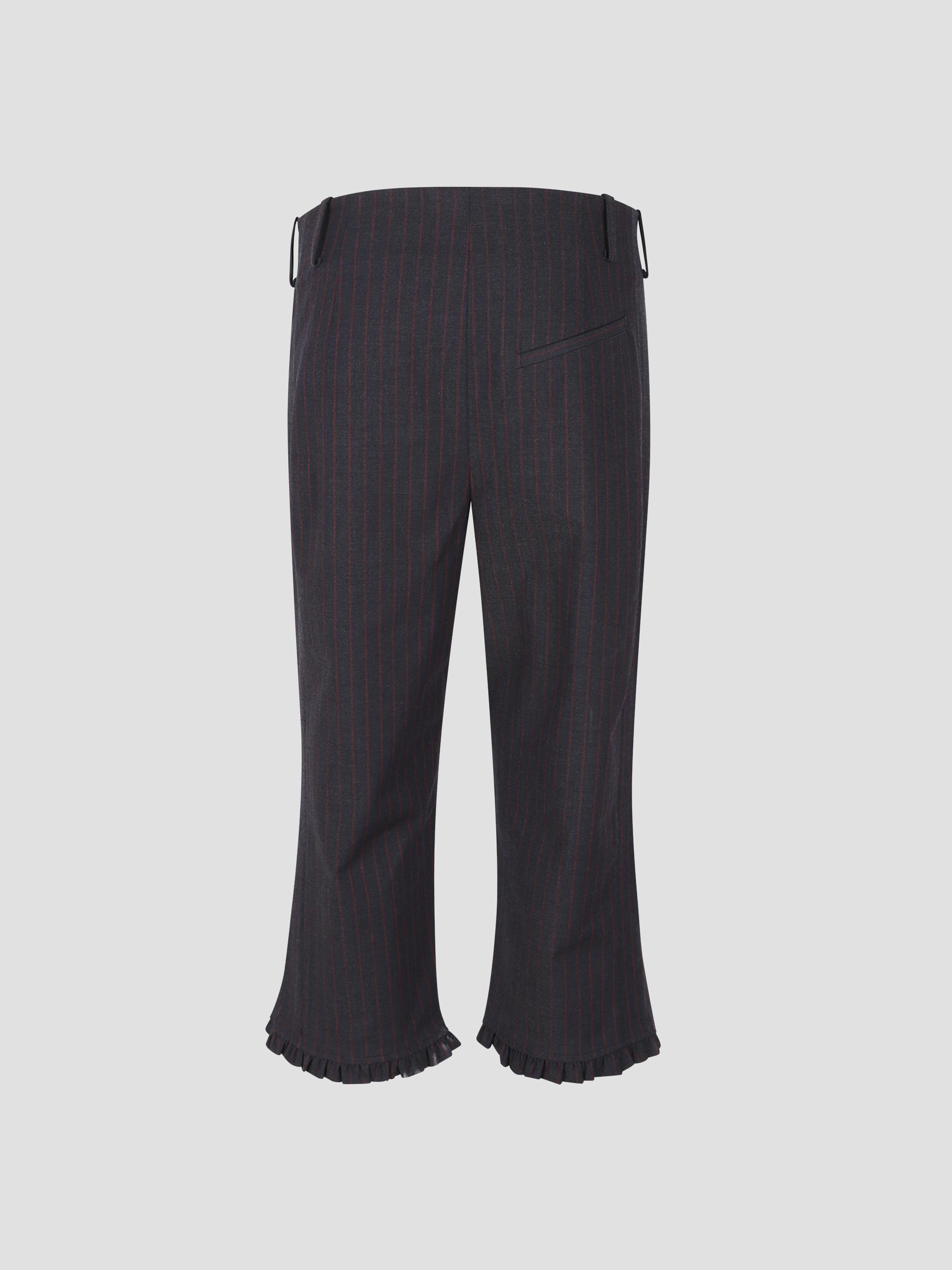 Stretch stripe tailoring capri pants