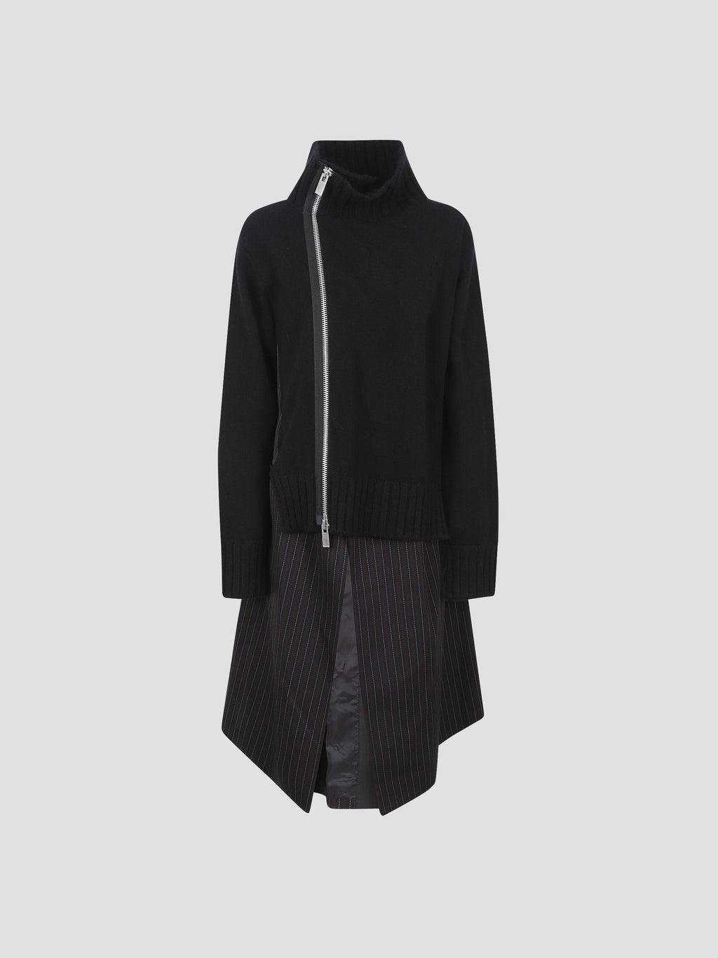 Stripe doeskin-wool knit coat dress