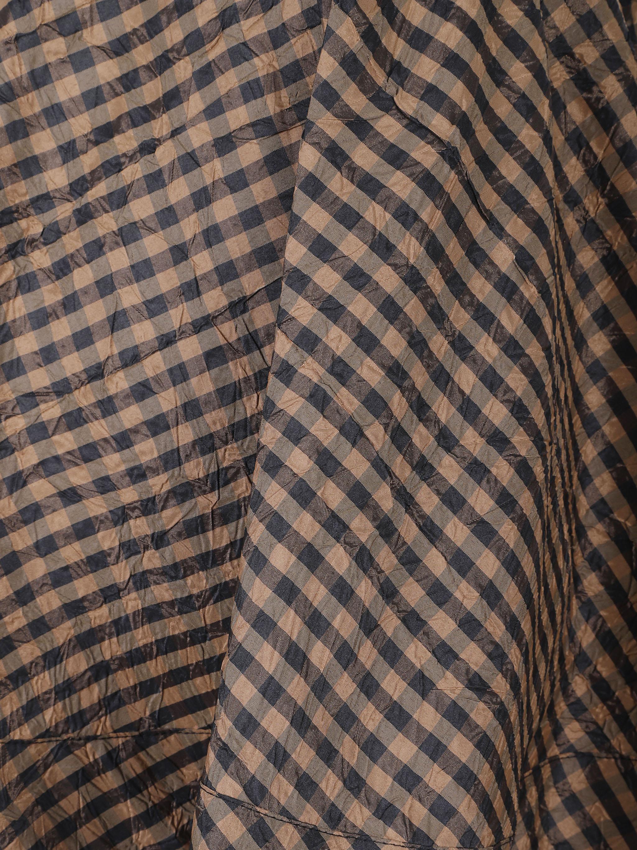 Crinkled taffeta check mini circle skirt