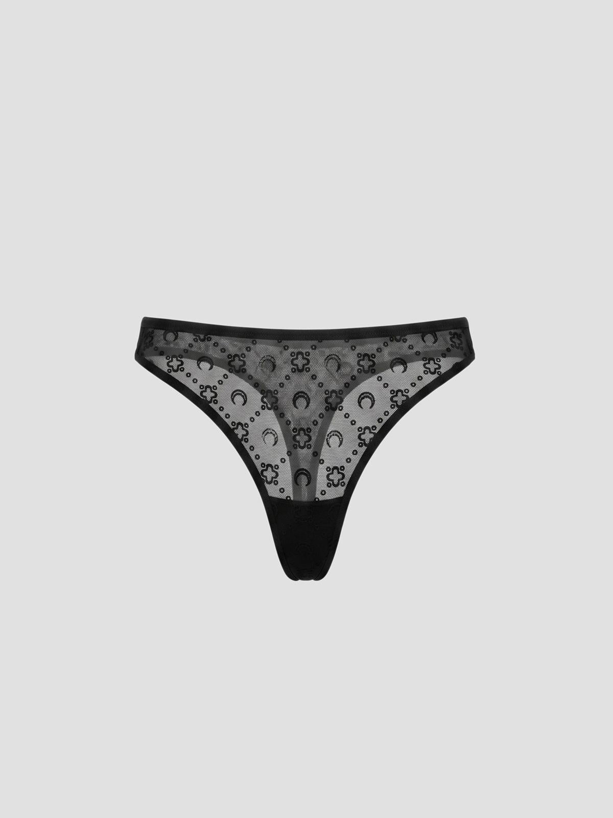 Moonogram mesh flock panties