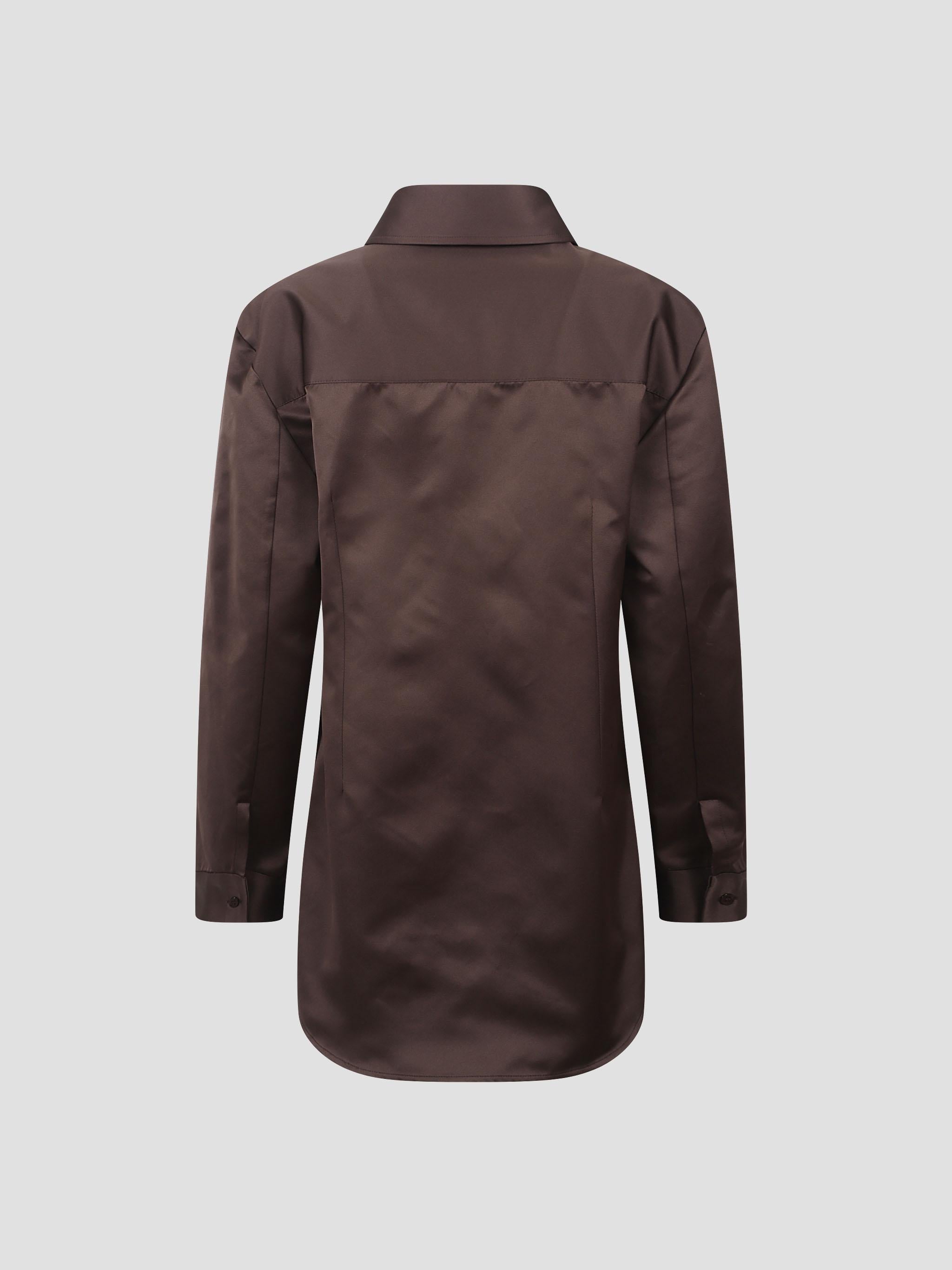 Akita satin cinched shirt dress