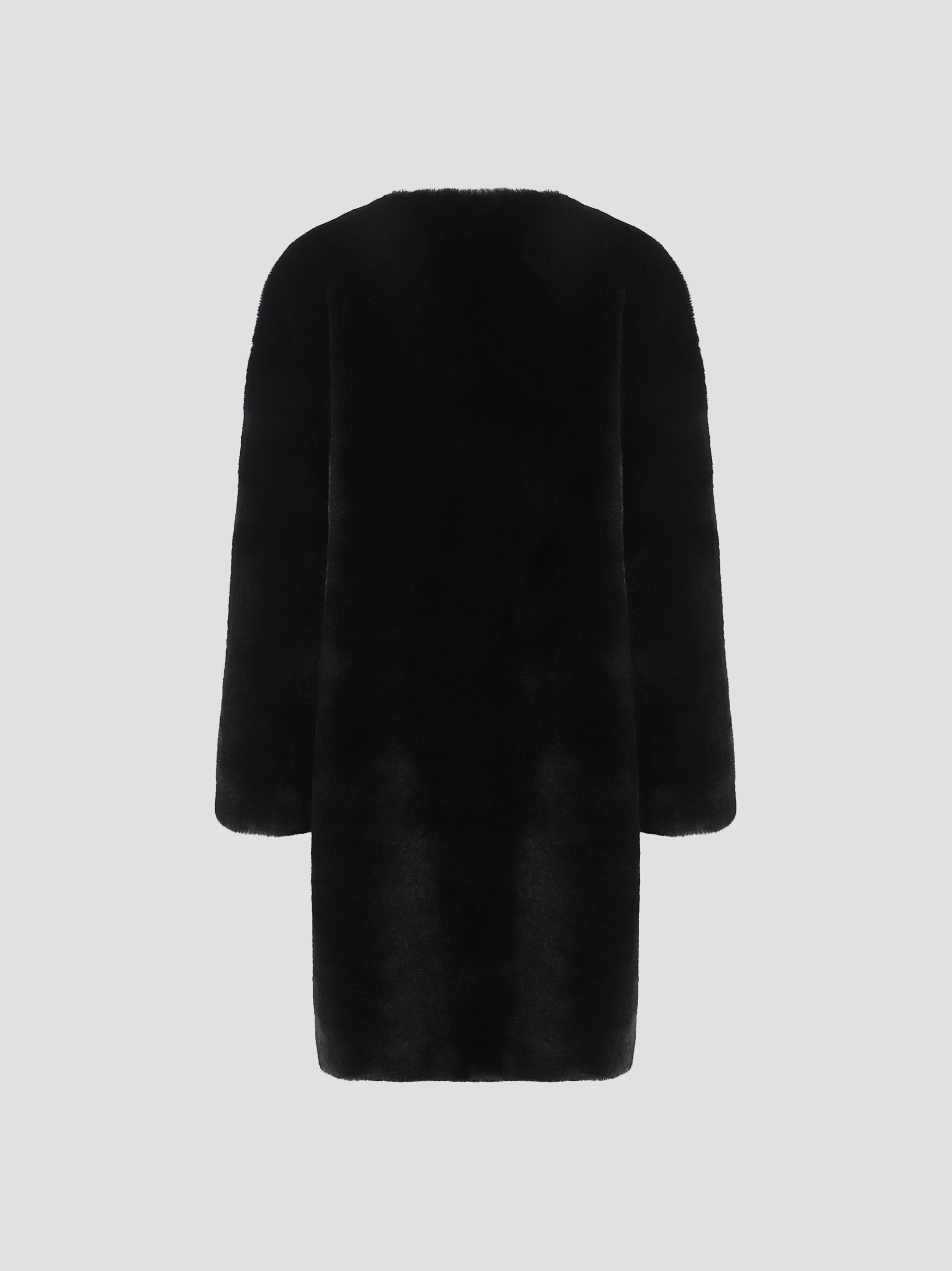 Matera collarless faux fur coat