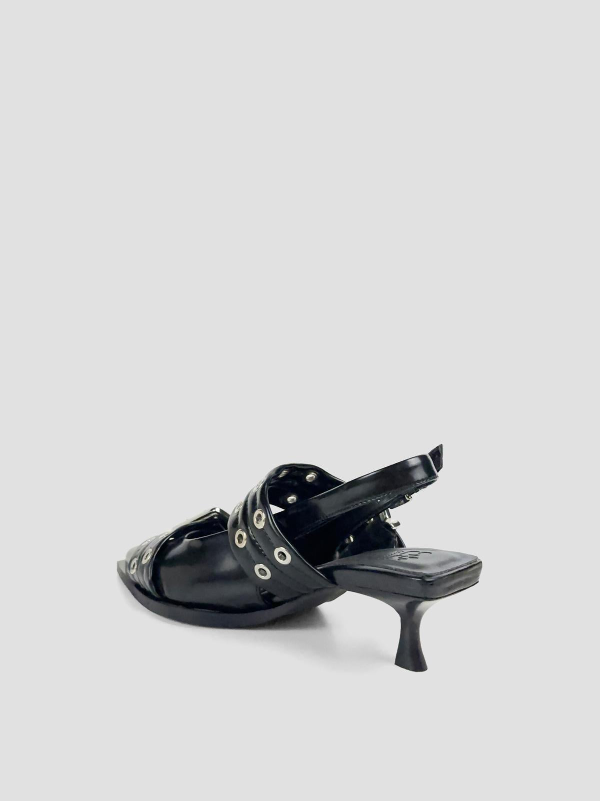 Feminine buckle kitten heels