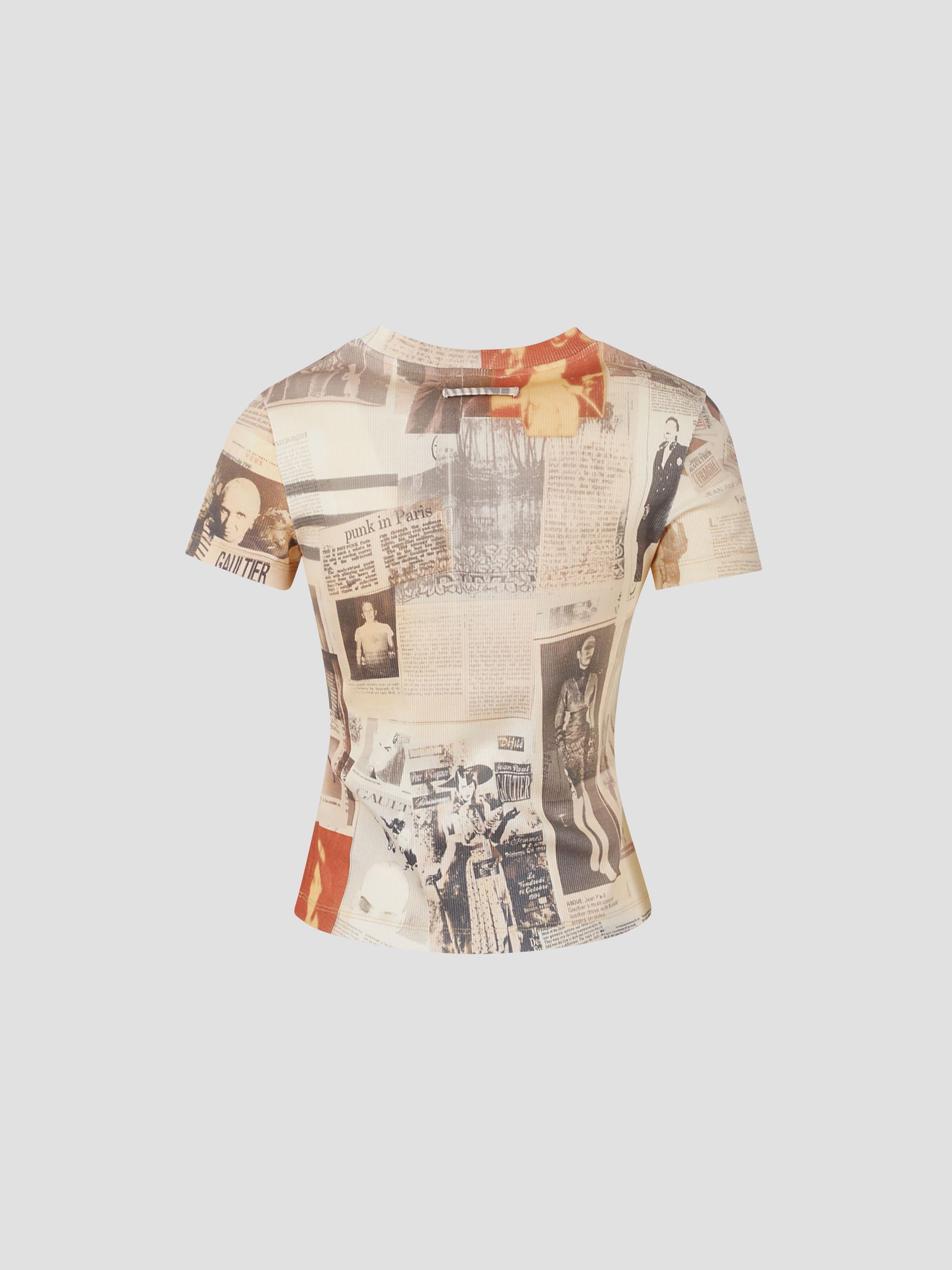 Cotton ribbed tee-shirt printed "journal"
