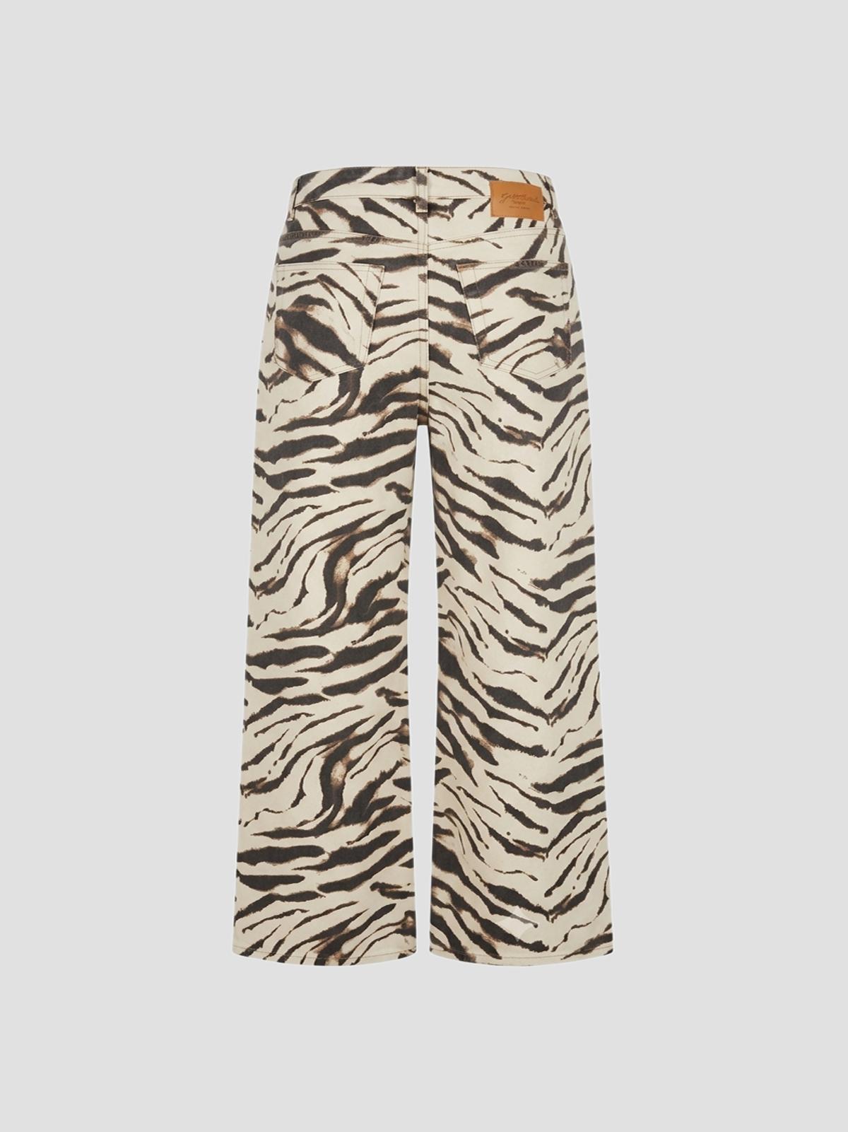 Print denim lari jeans