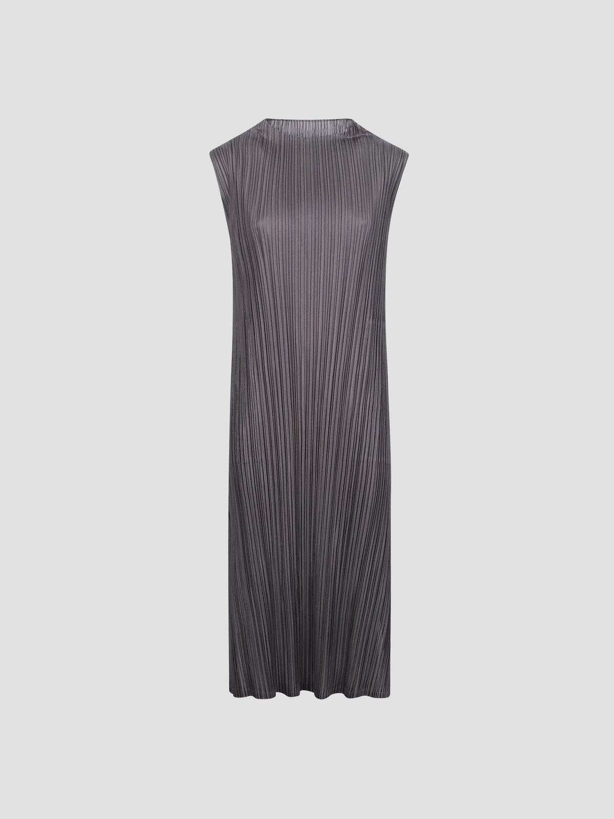 Mellow pleats high-neck dress