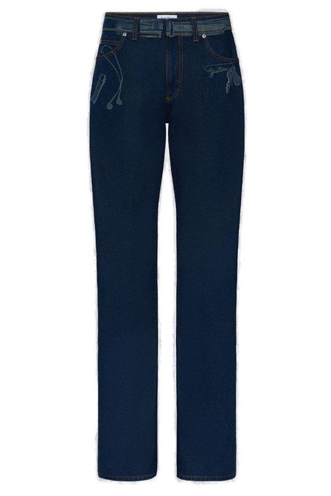 Jeans with trompe l'oeil print