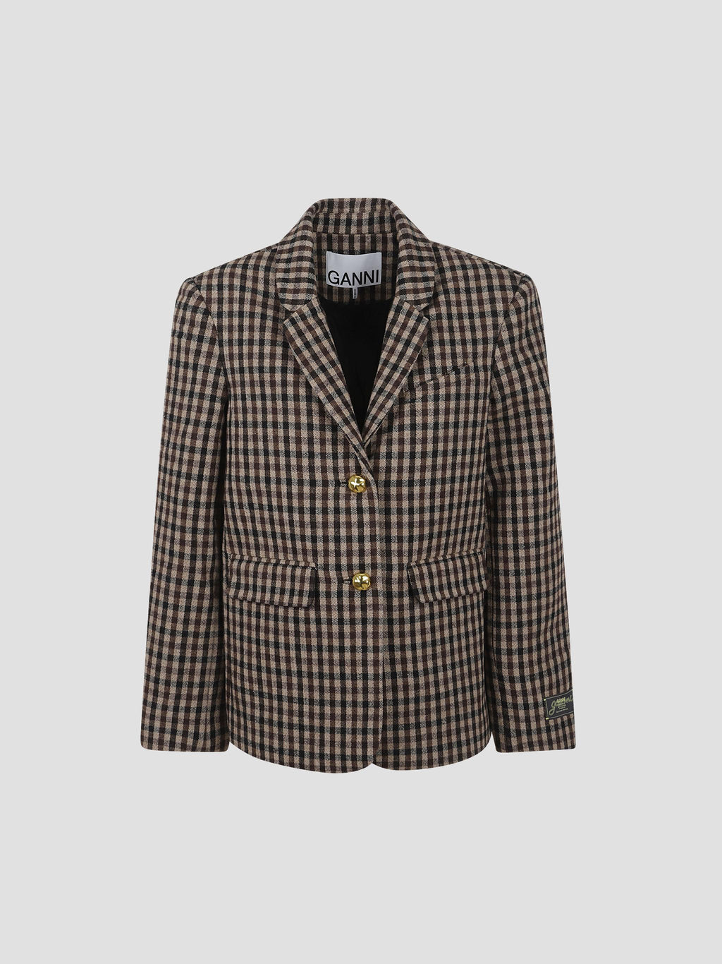 Check wool mix oversized blazer