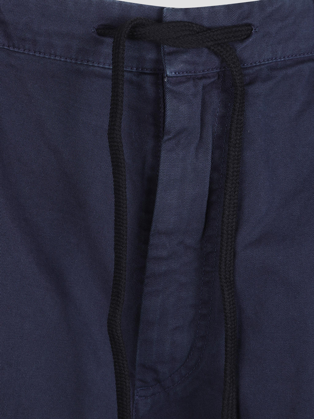 Drawstring pleated cotton trousers