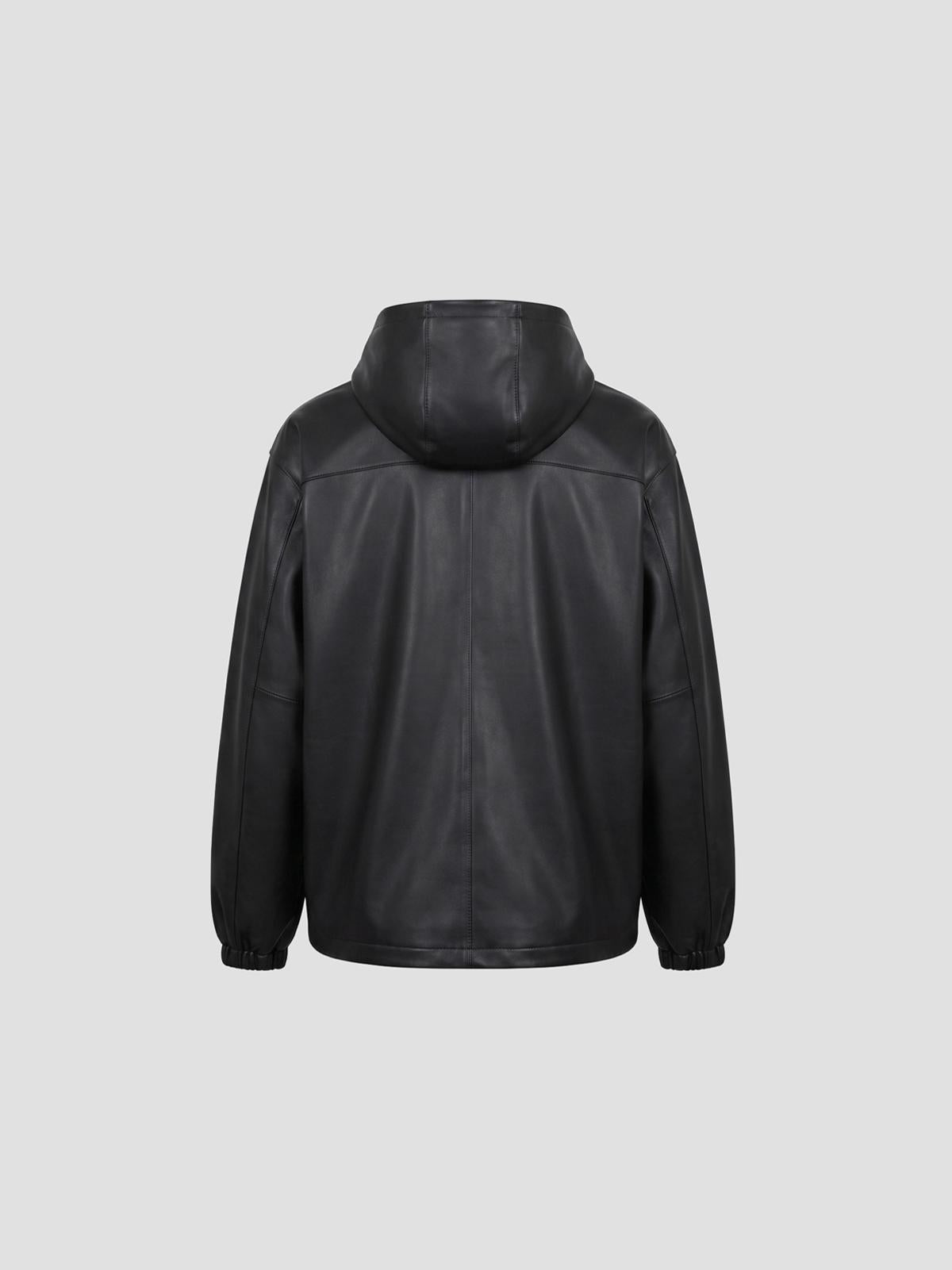 Leather oversized anorak