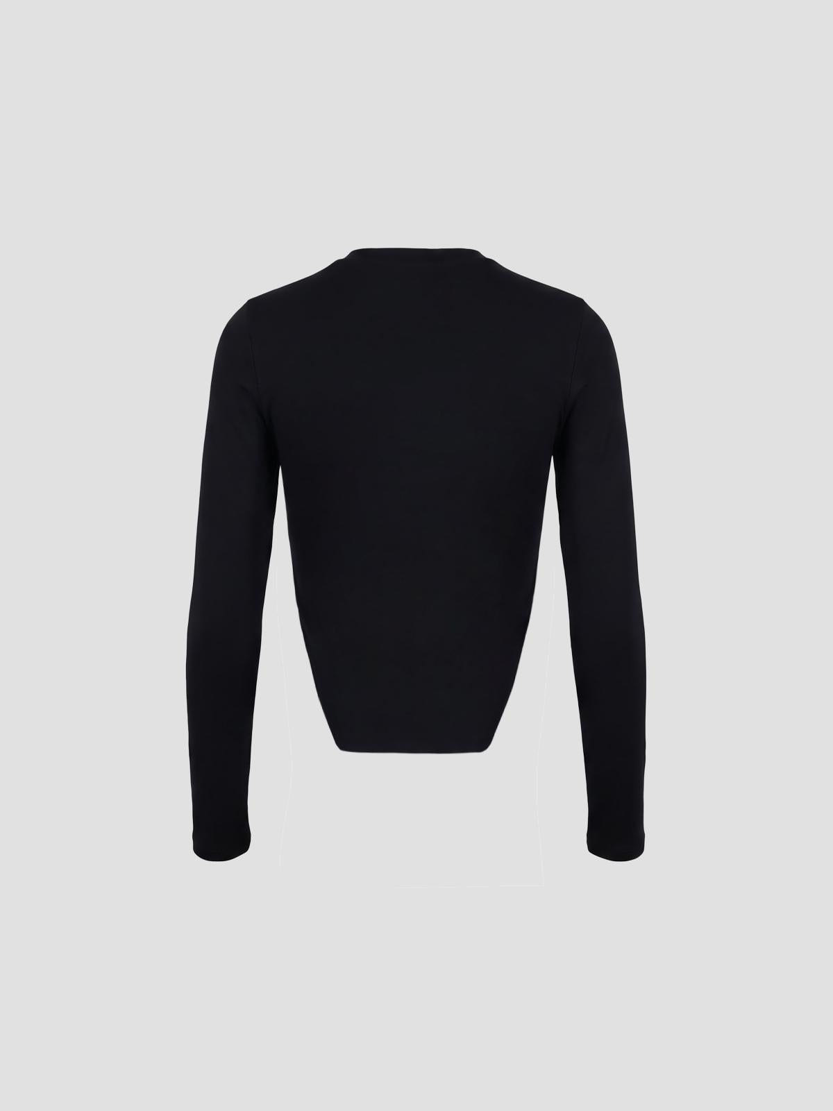 Stretch viscose jersey long sleeves top with leath