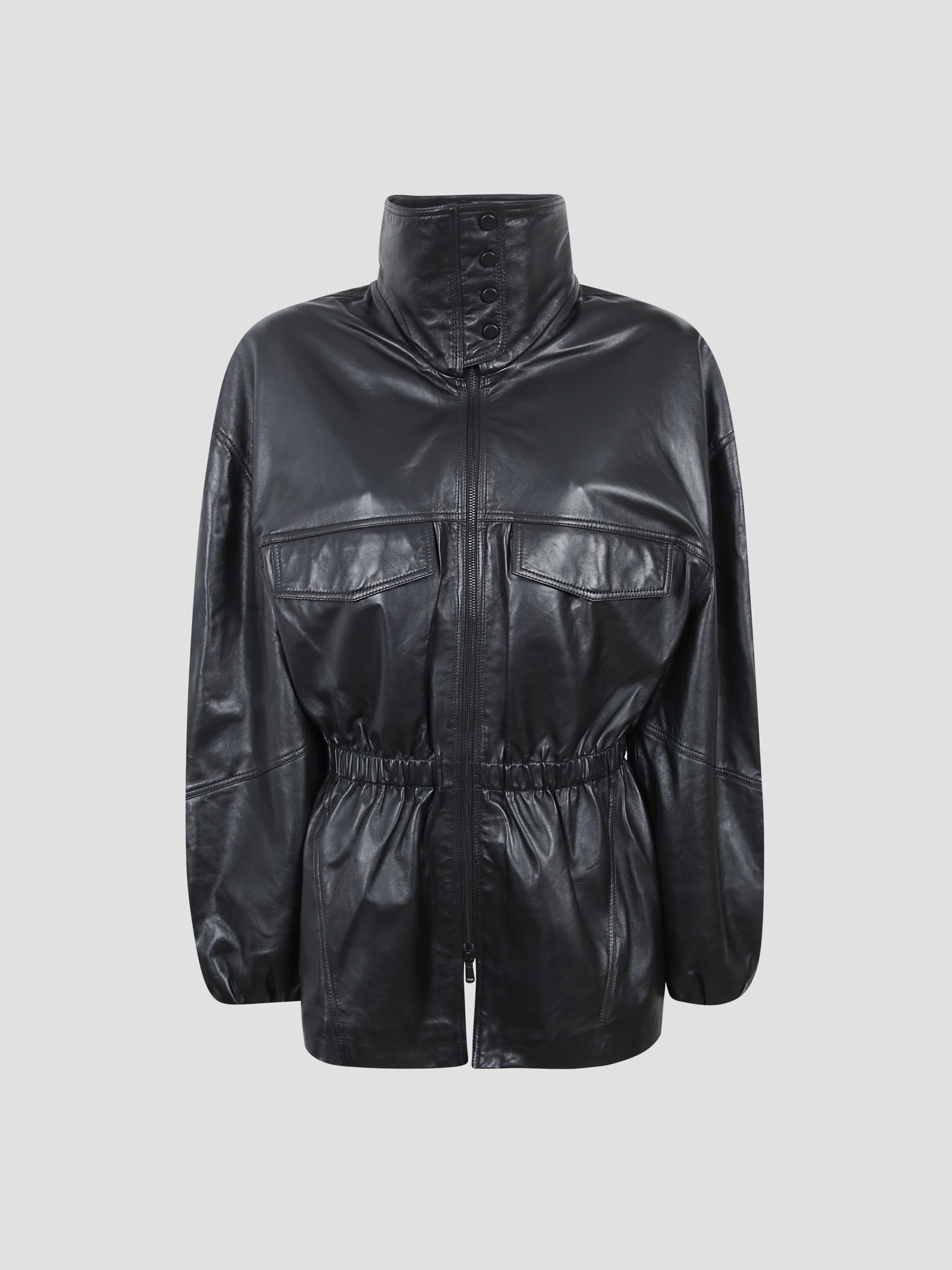Carnaby funnel neck leather jacket