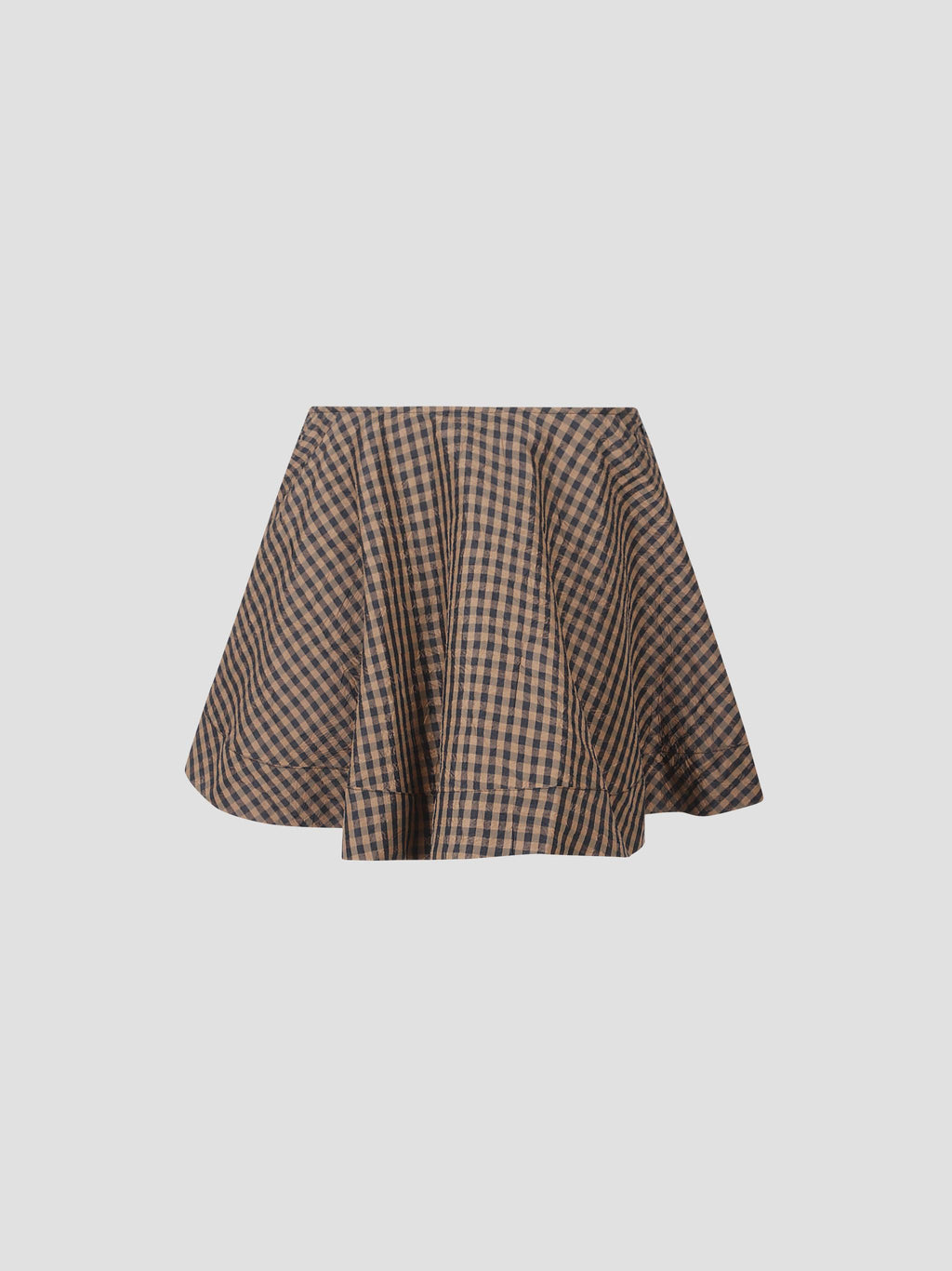 Ganni Crinkled taffeta check mini circle skirt