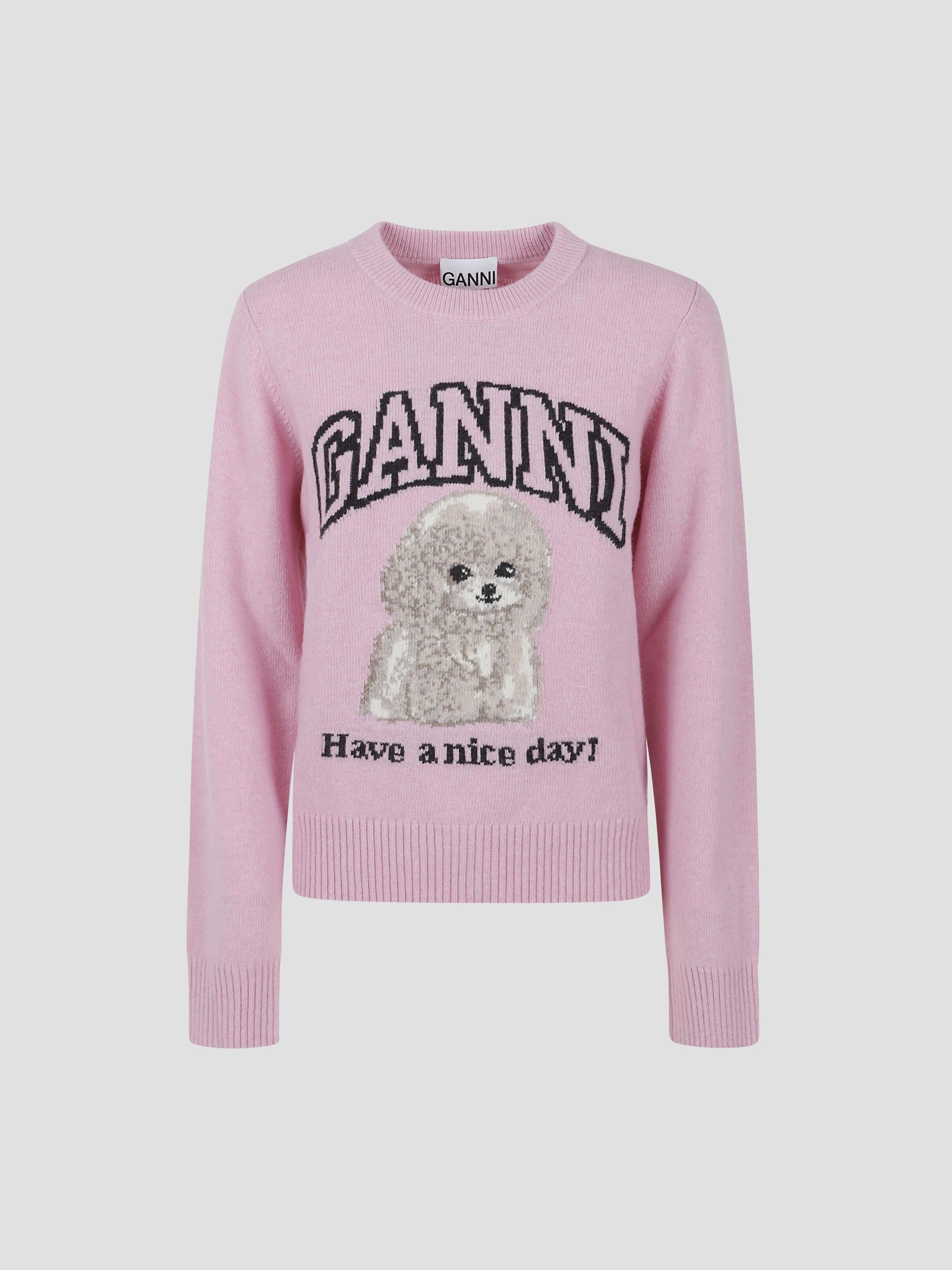 Graphic wool mix poodle crewneck