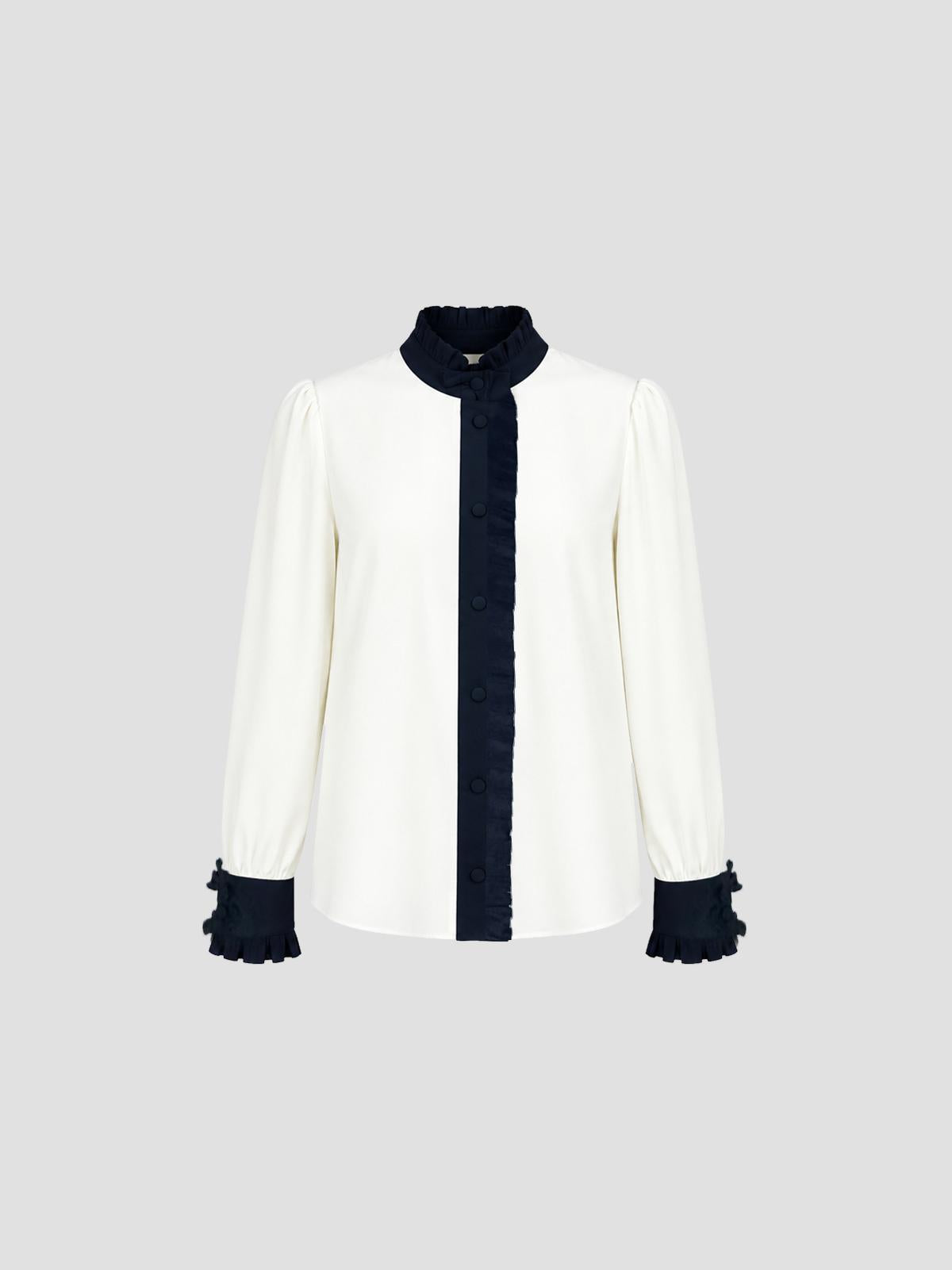 Shirt with gripped mandarin