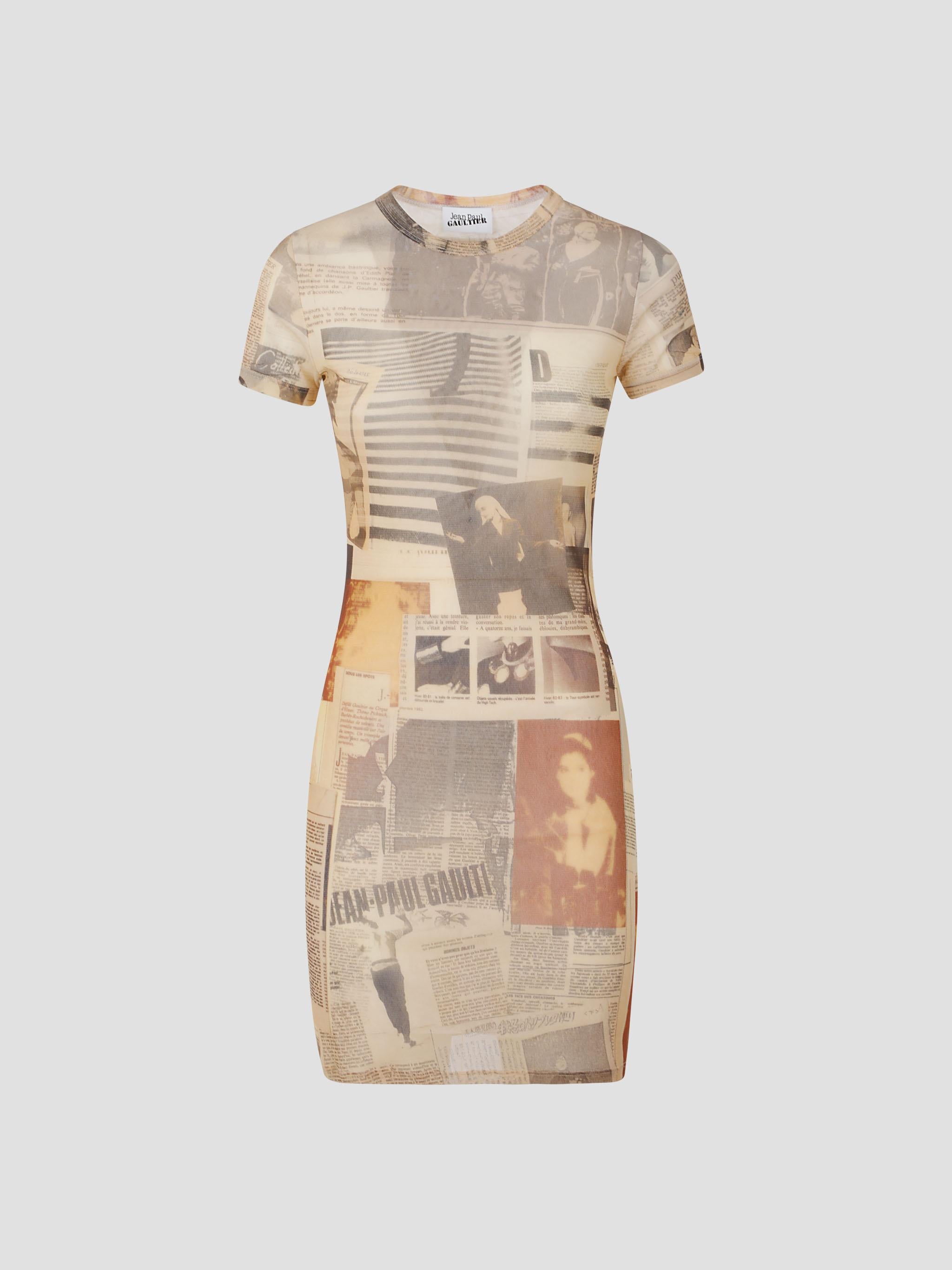 Mesh short dress printed "journal"