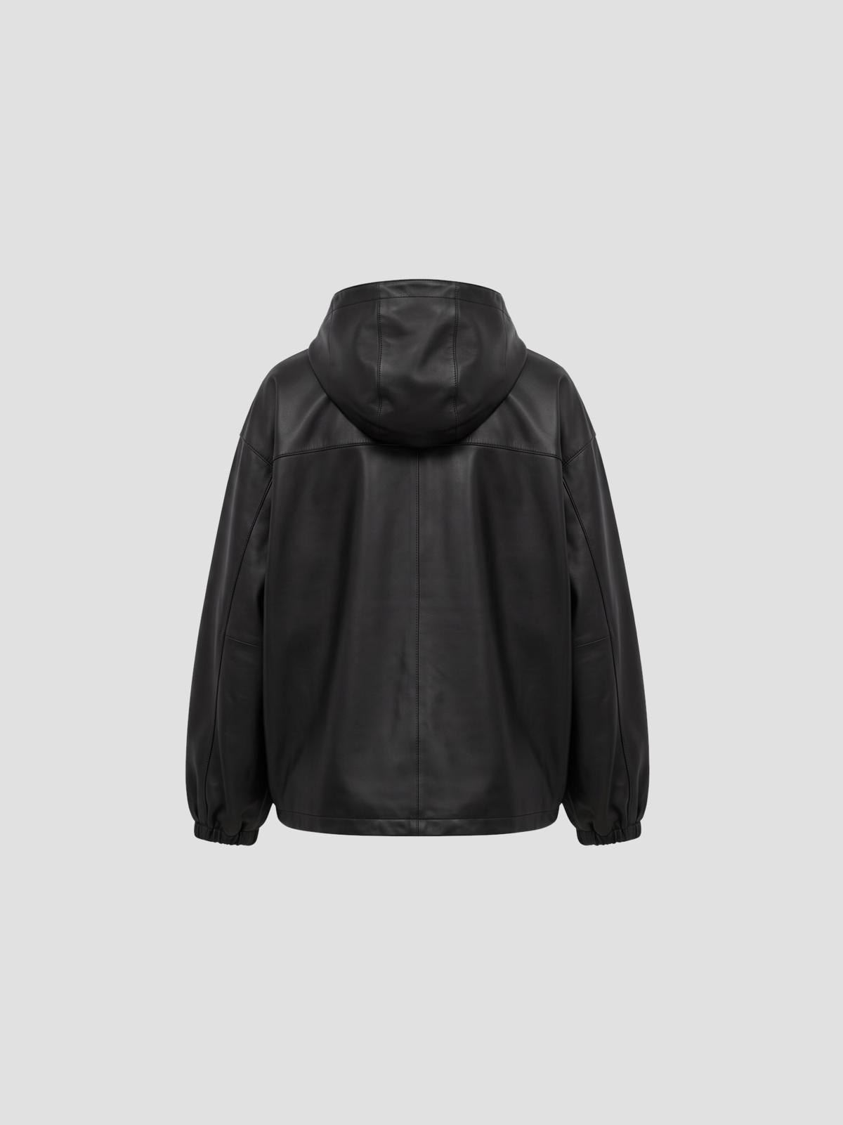 Leather oversized anorak