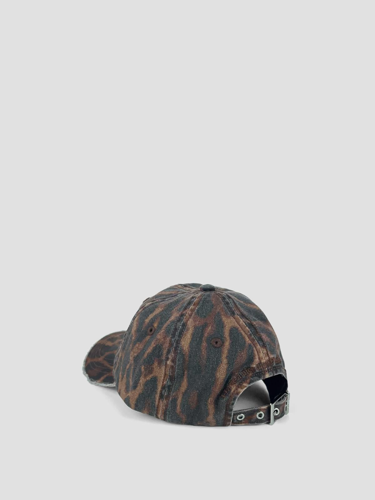 Printed washed cotton ocelot leopard cap