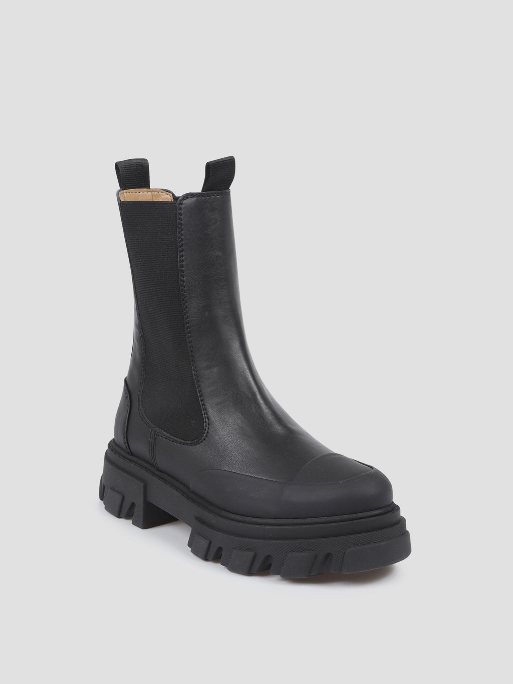 Cleated mid chelsea boot black stitch