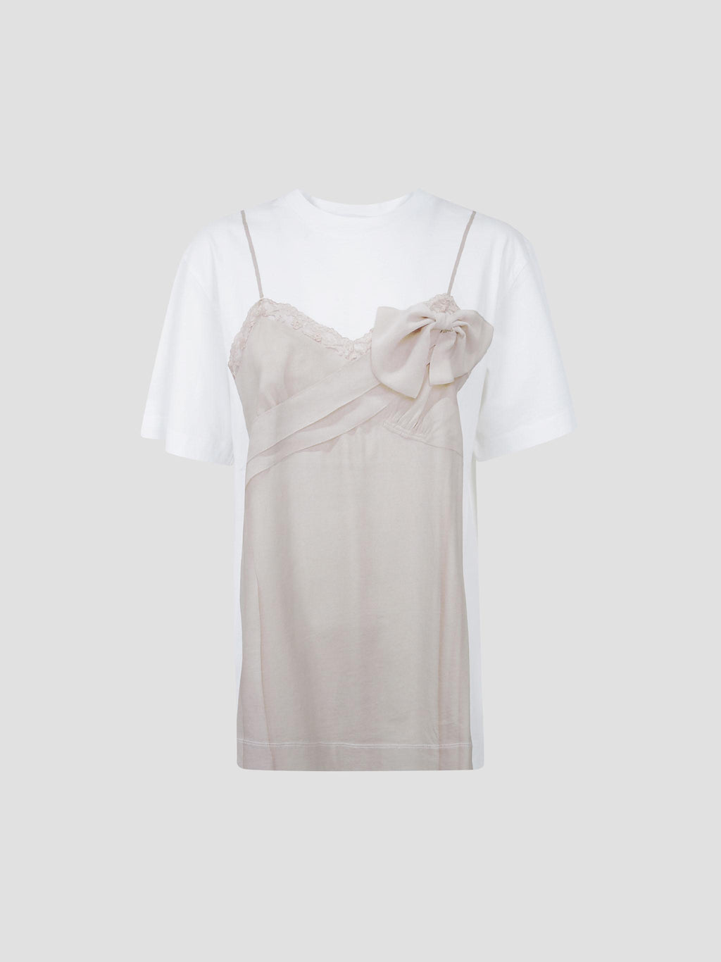Bow sash slip dress trompe l'oeil  t-shirt