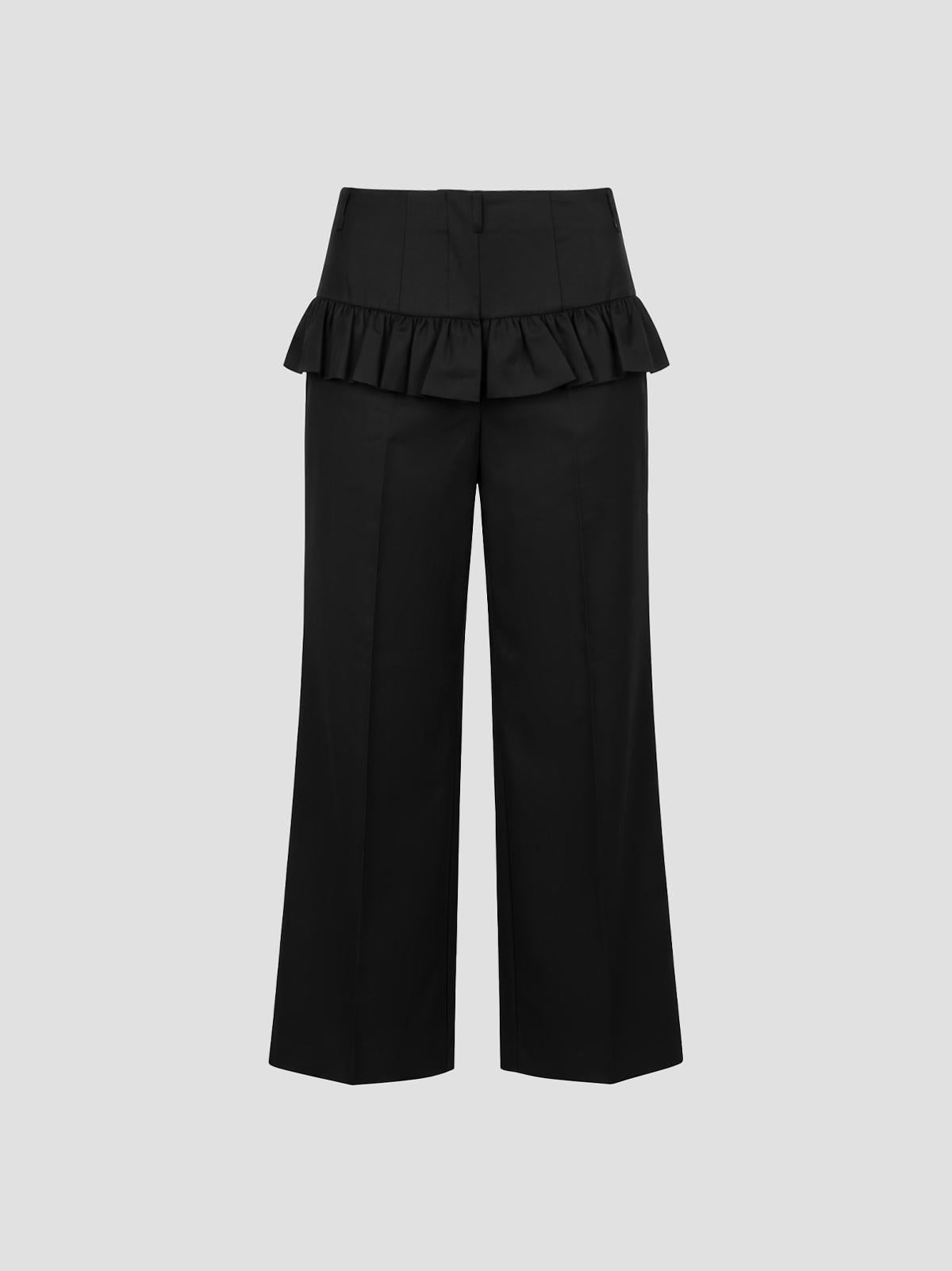 Calendered wool skirt pants