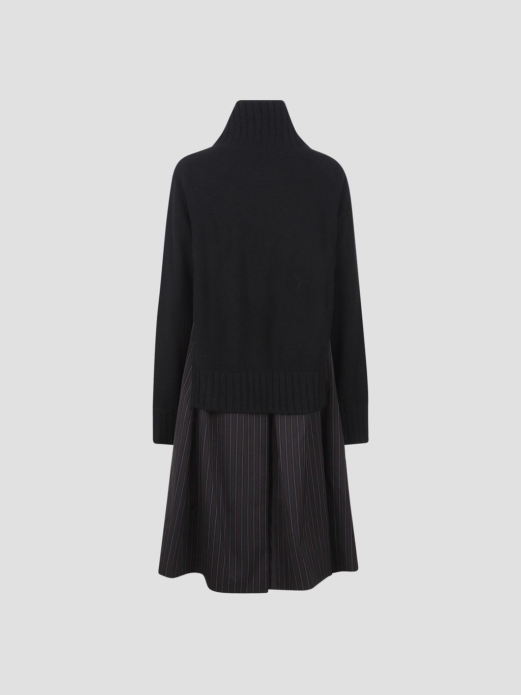 Stripe doeskin-wool knit coat dress