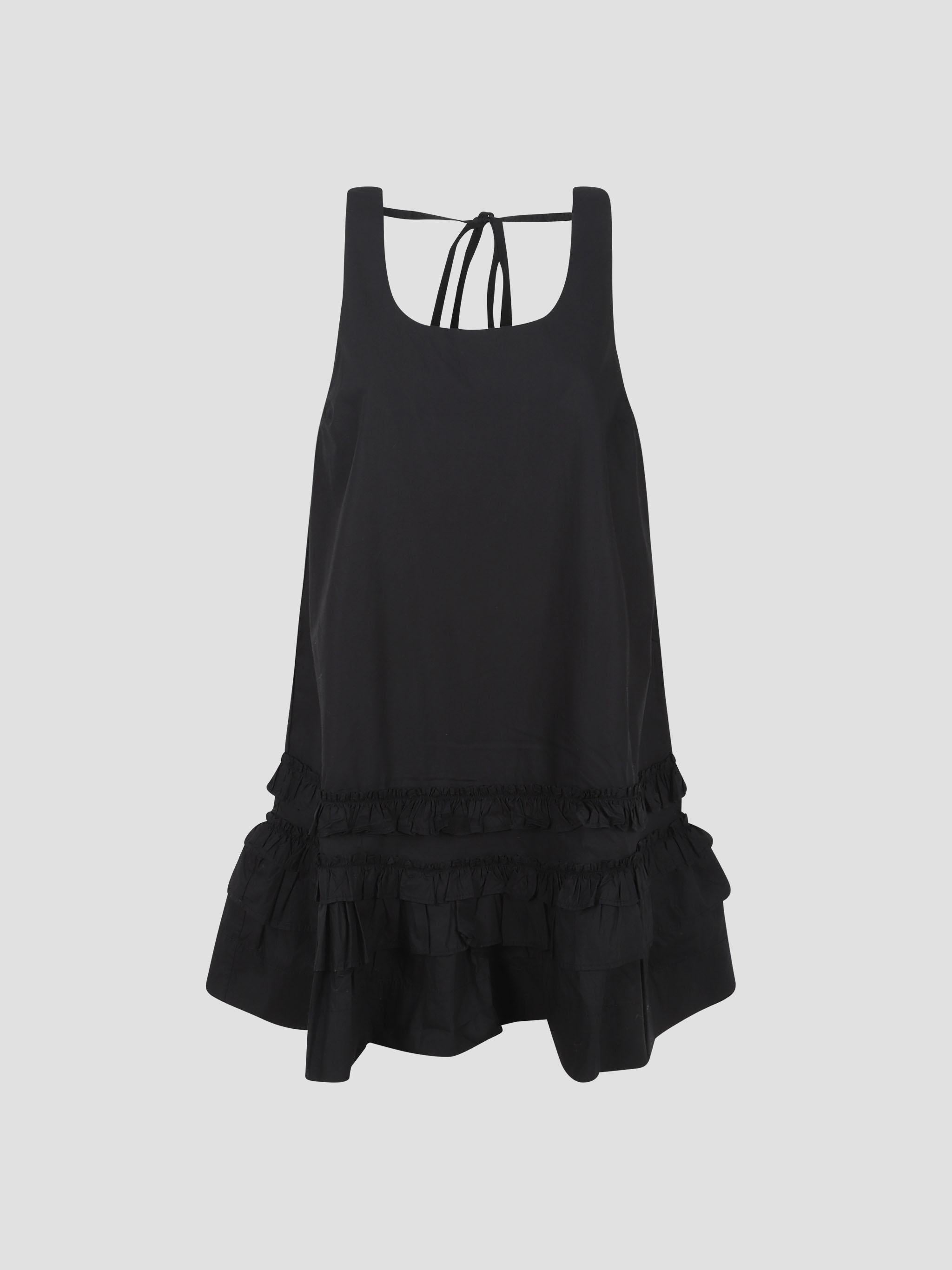 Cotton poplin u-neck mini dress