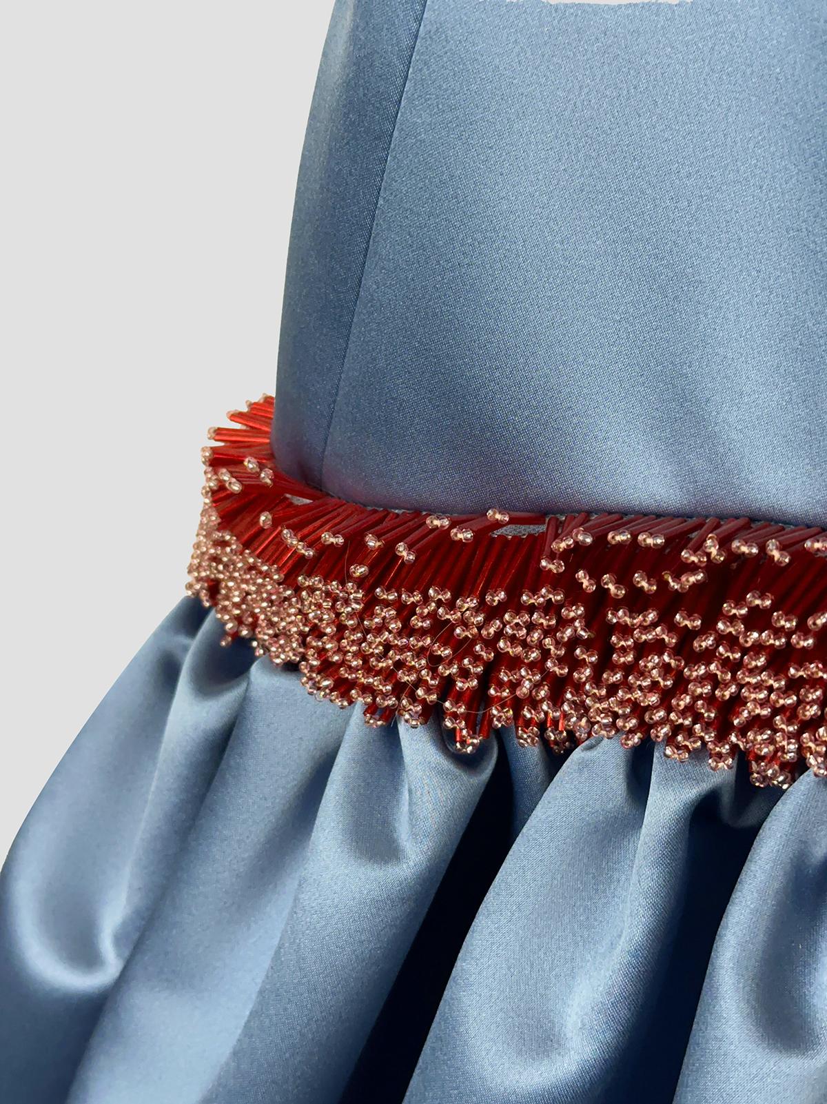 Long dress with anemone embroidery