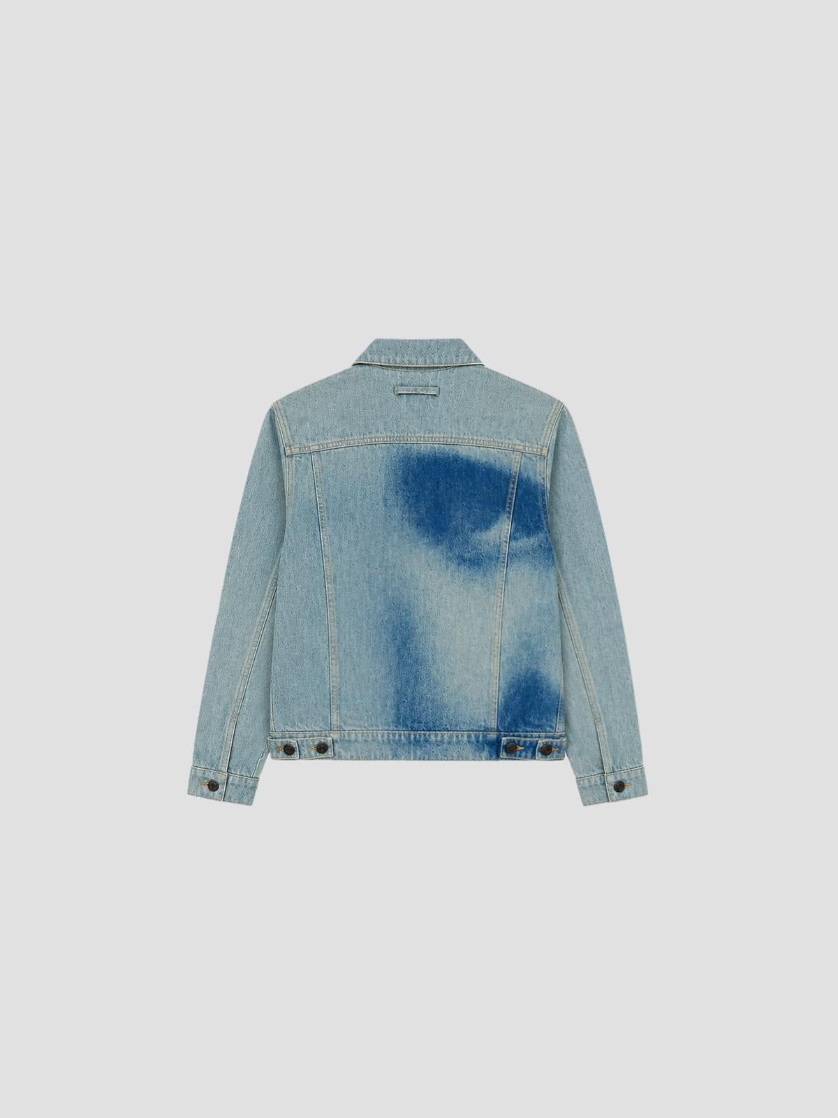 Denim jacket with face print