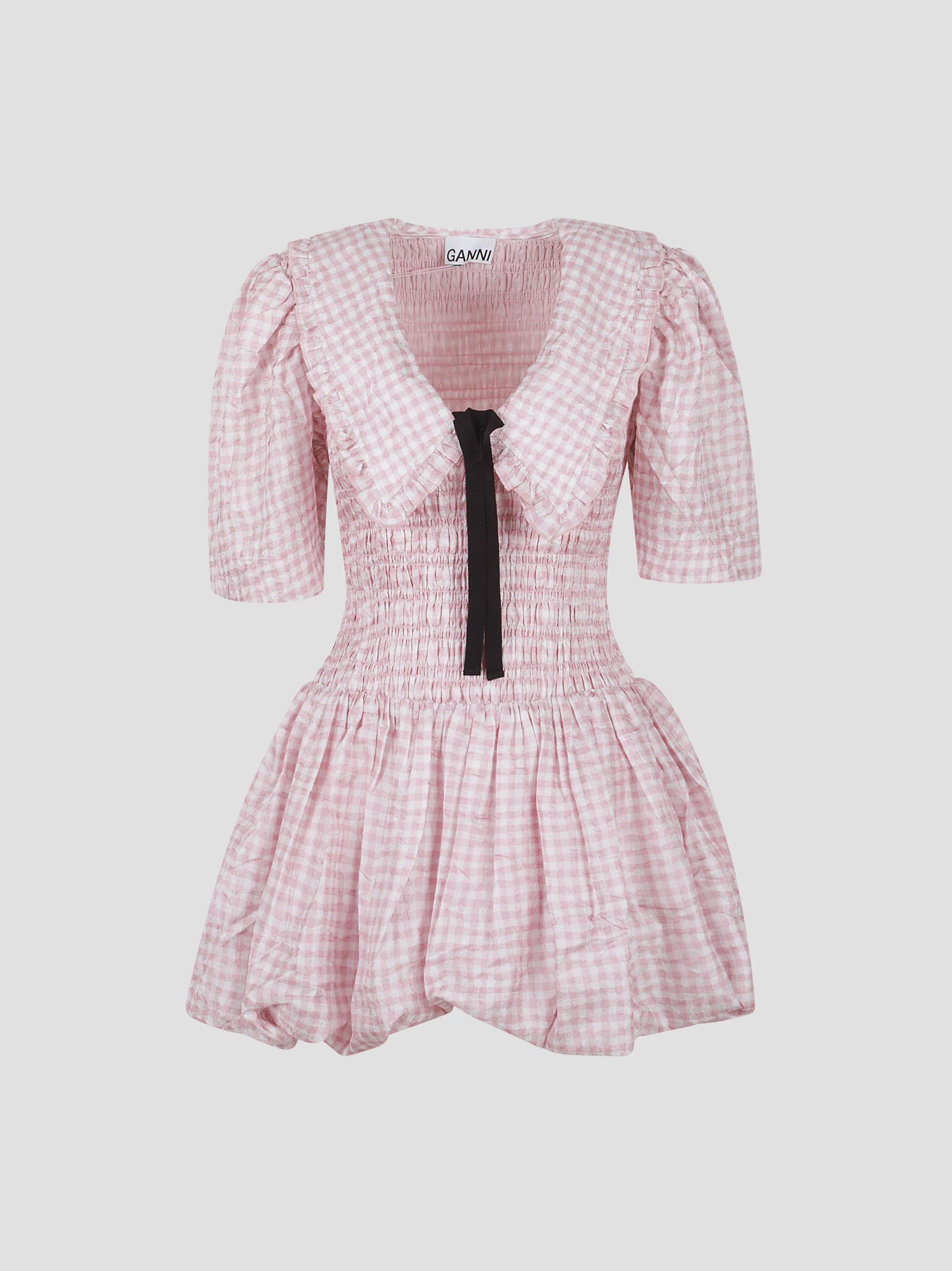 Shibori pleat mini smock bubble dress