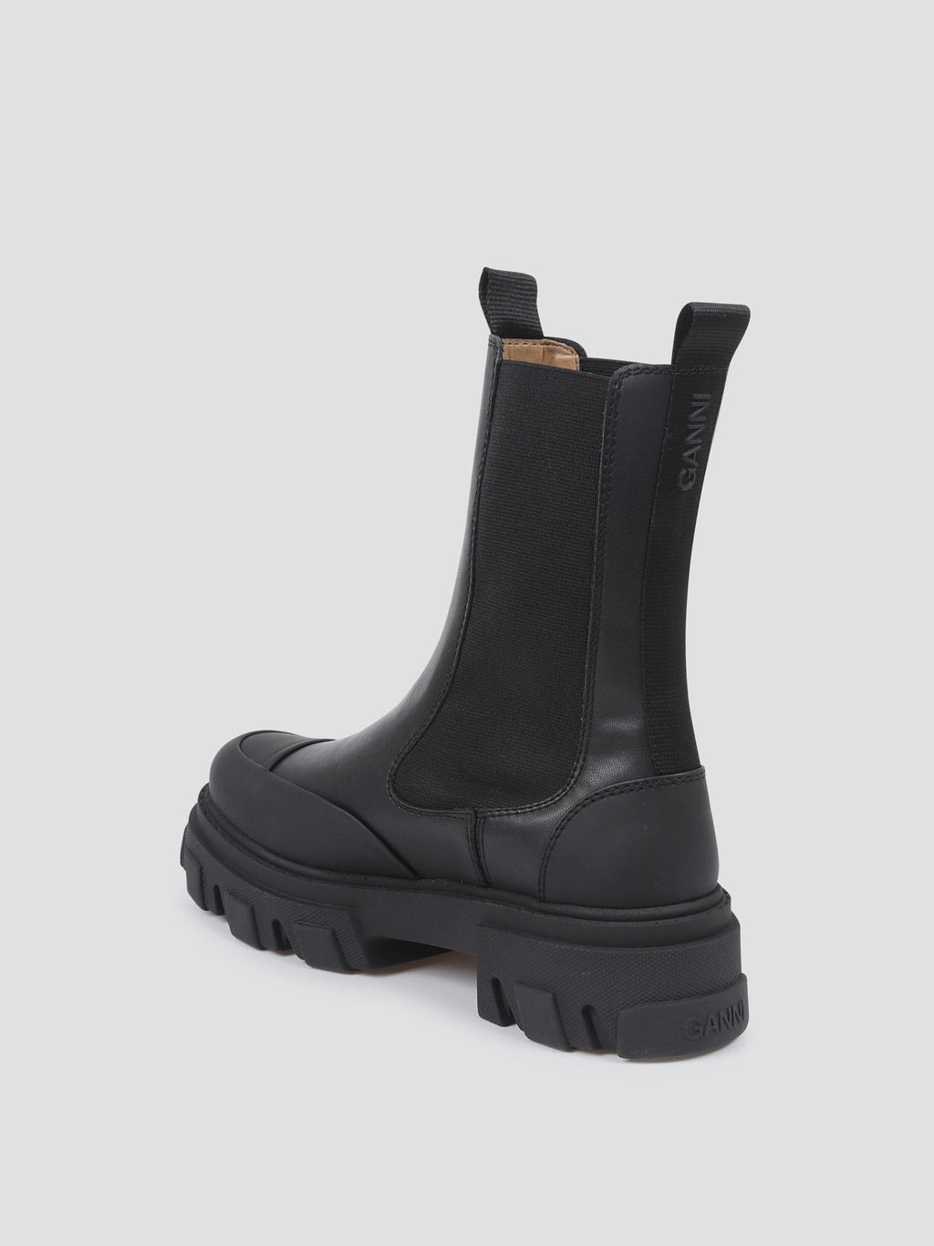 Cleated mid chelsea boot black stitch