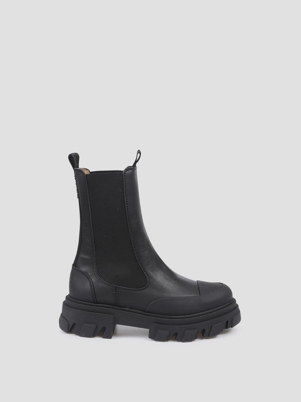 Cleated mid chelsea boot black stitch