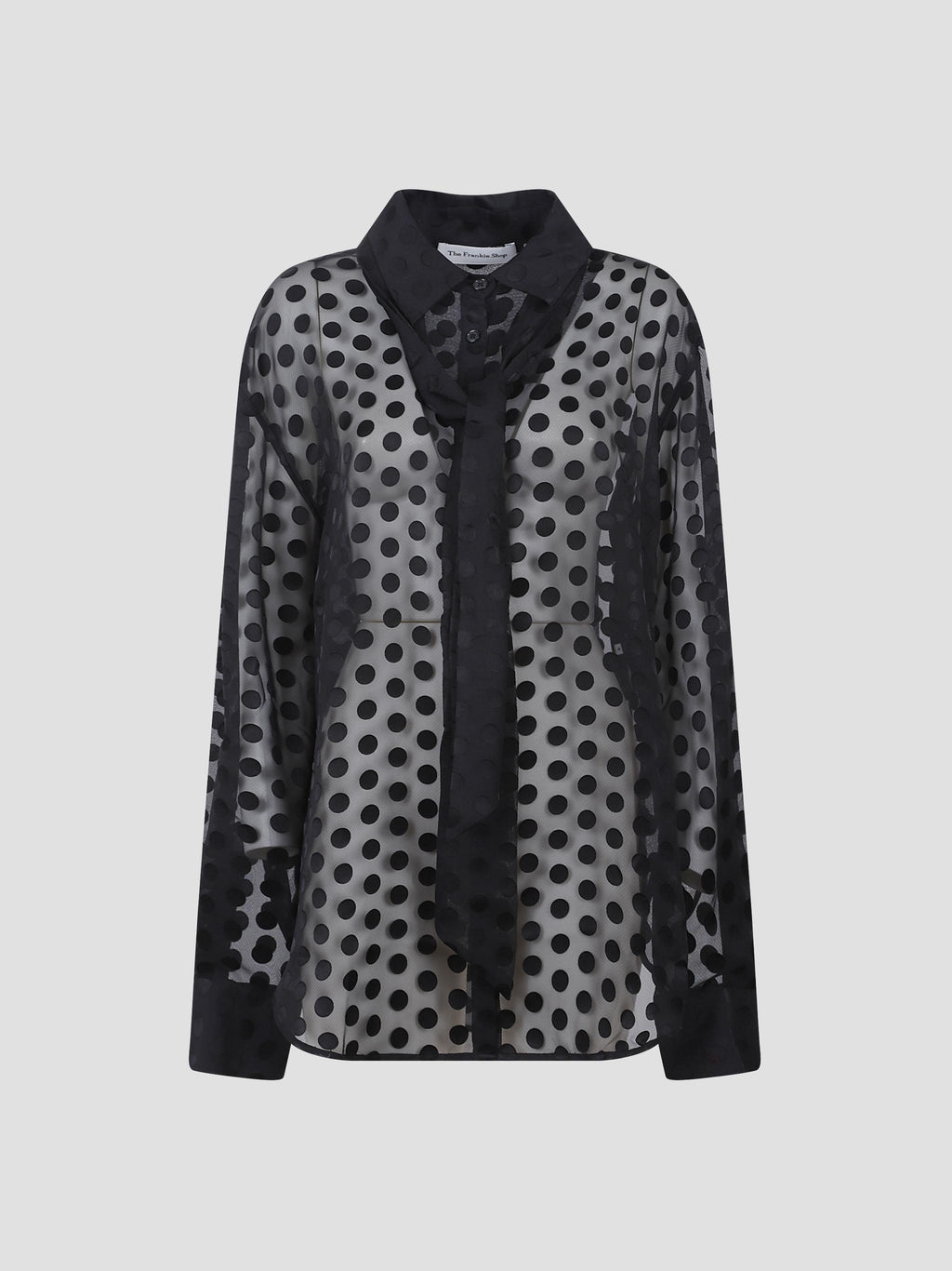 Peri sheer tie-neck shirt