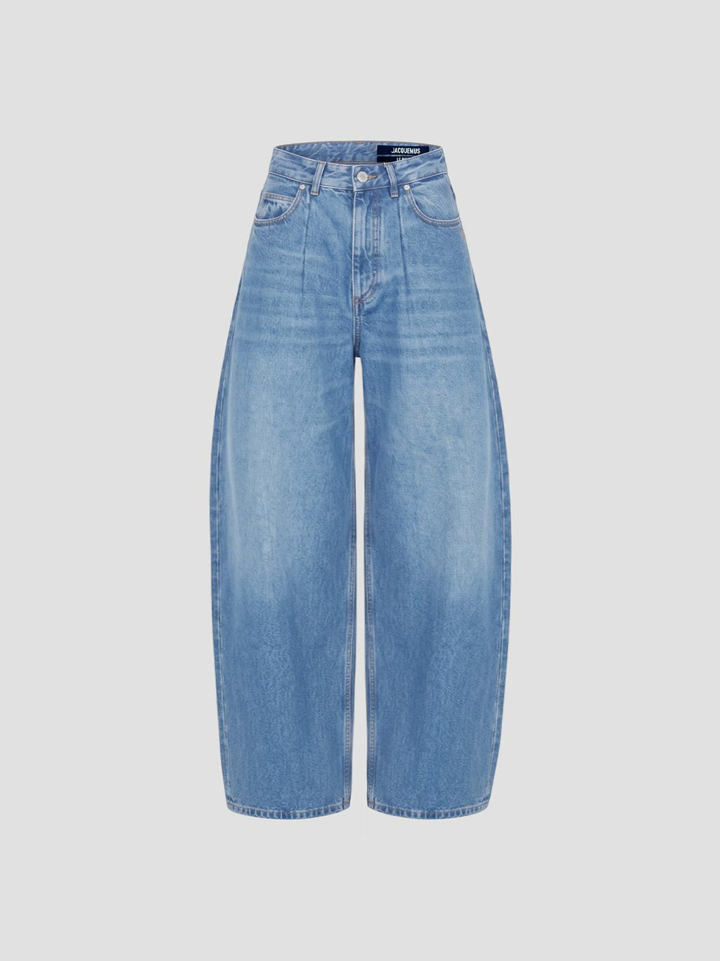 Jacquemus Ovalo high-waisted curved fit jeans in blue