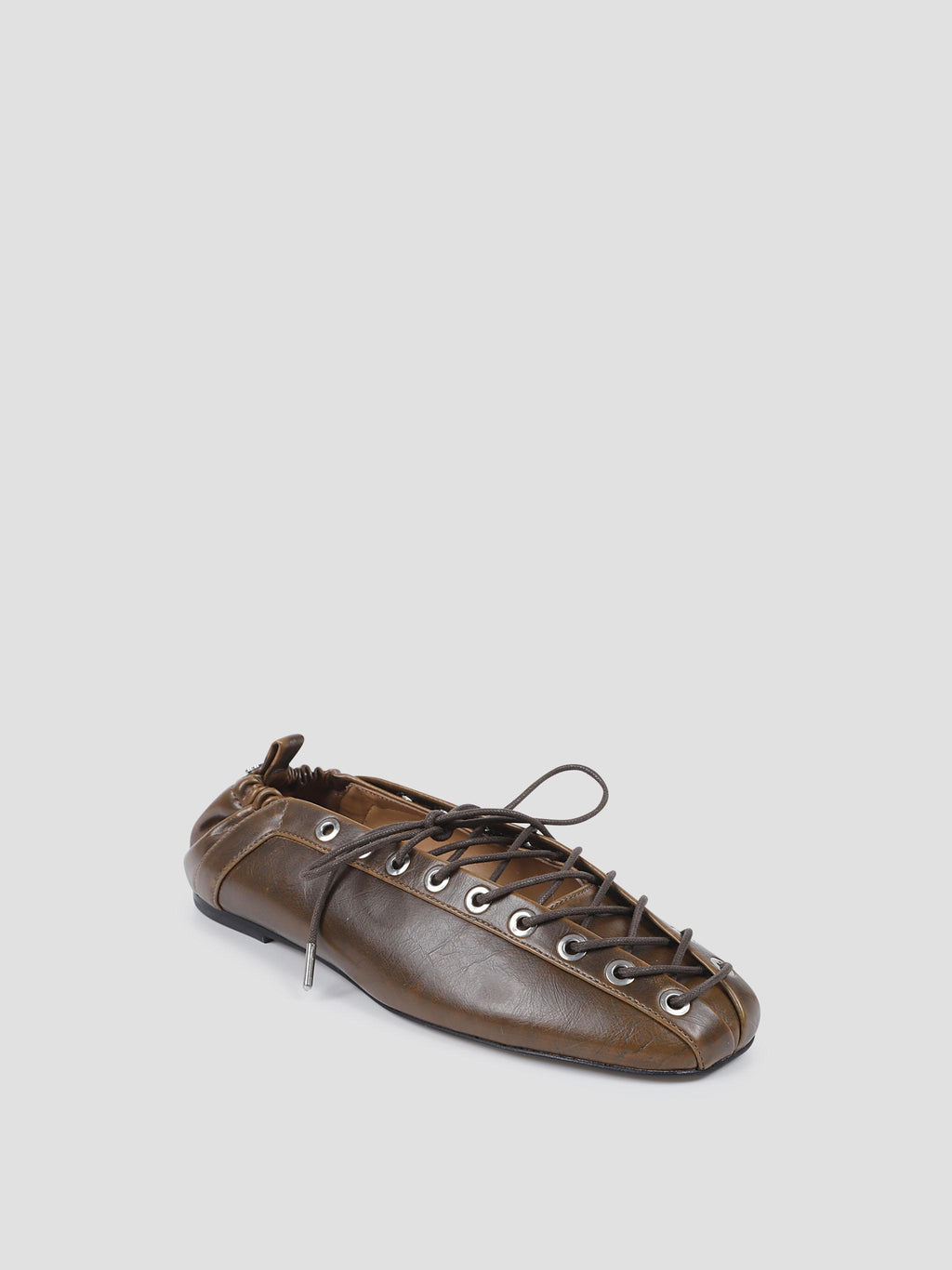 Eyelets lace up ballerina crinkle oleatex