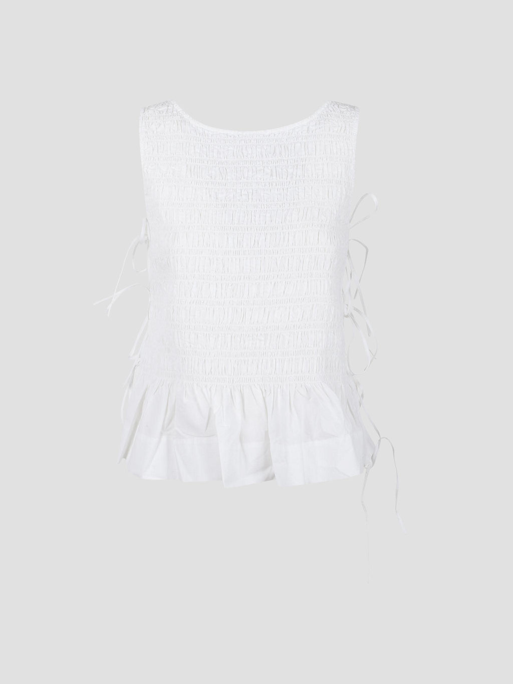 Cotton poplin smock tie string top