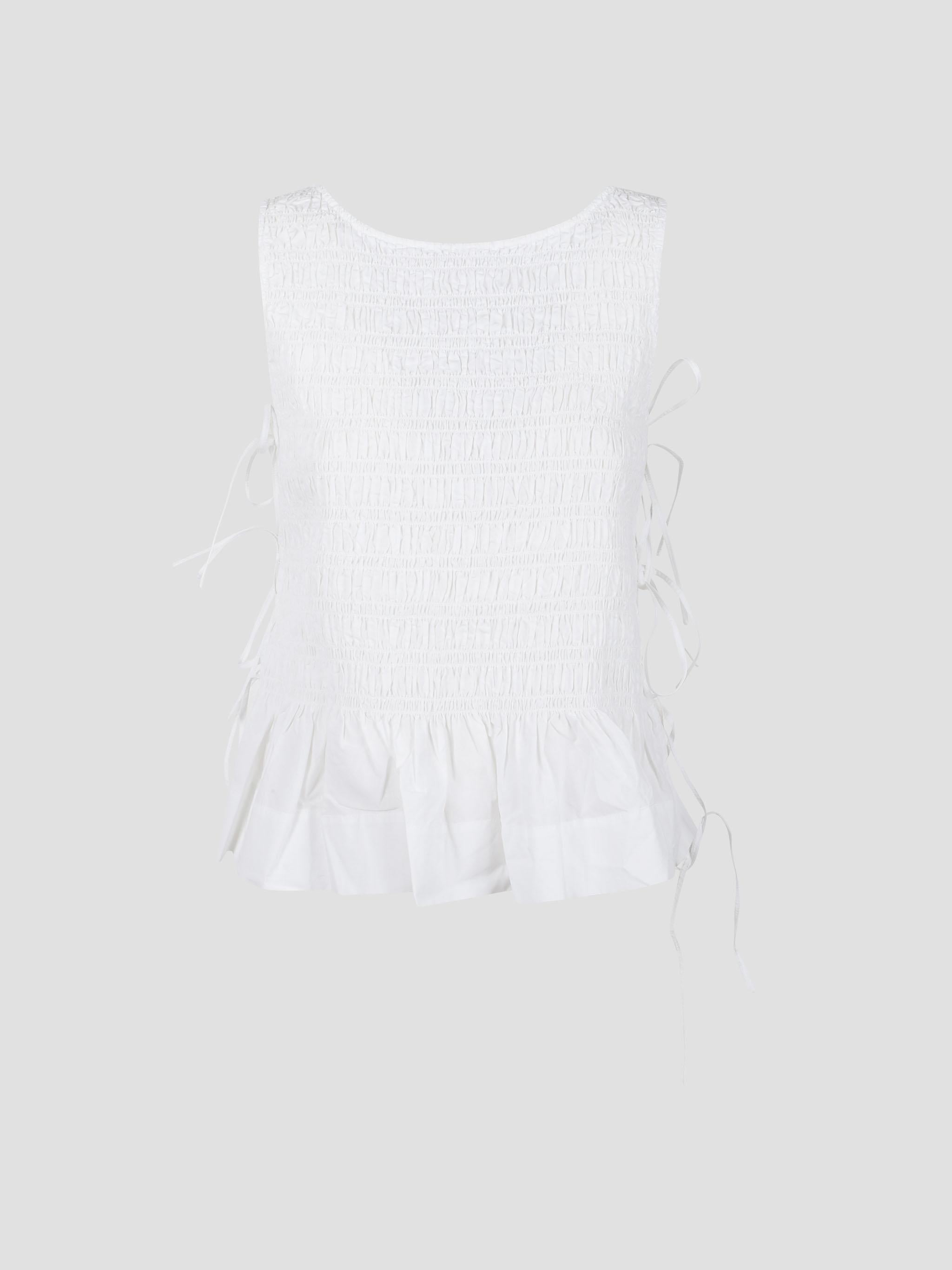 Cotton poplin smock tie string top